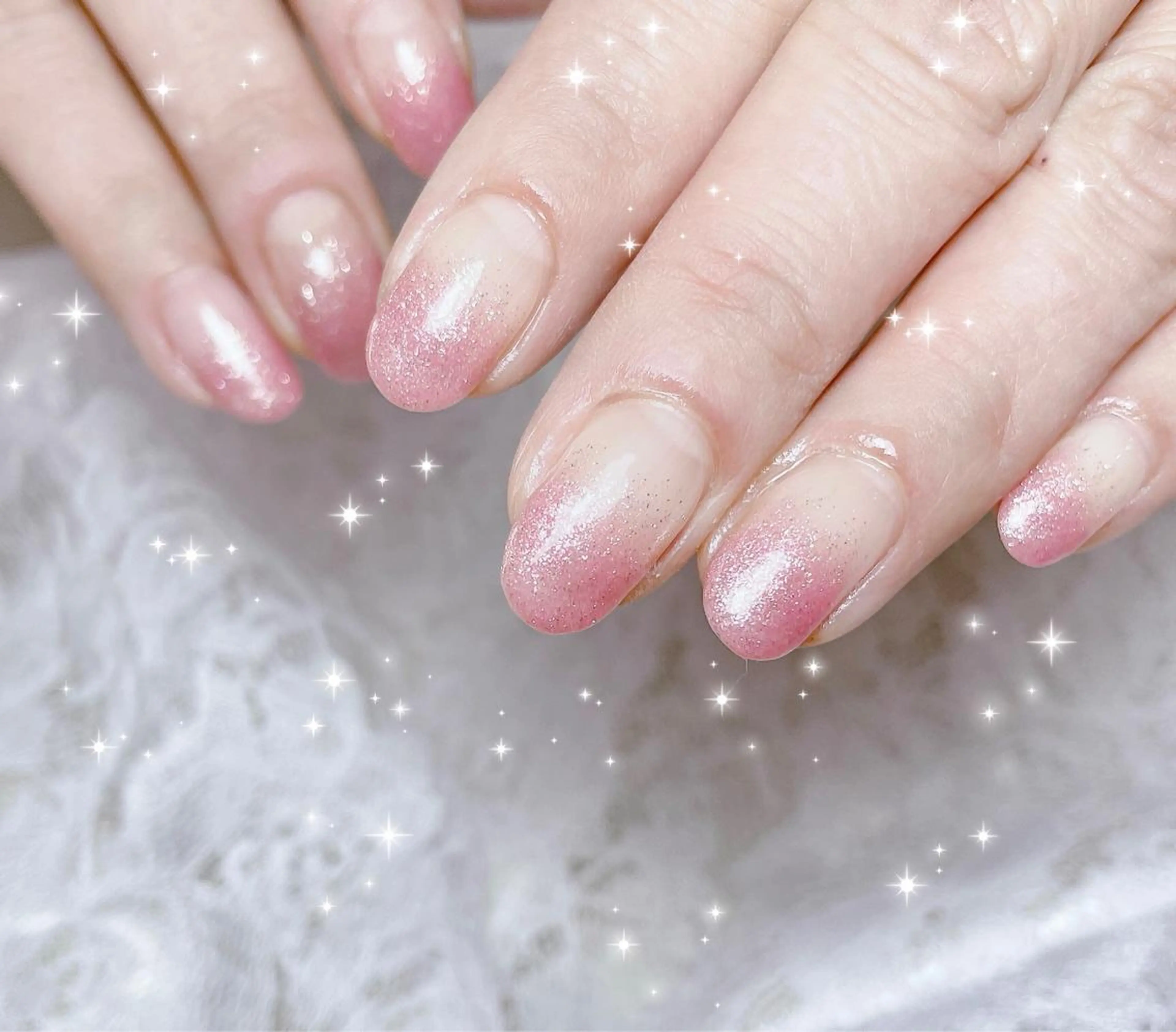 ネイル グラデーション ピンク ハンドネイル FLARE NAIL フレアネイルのネイルデザイン
