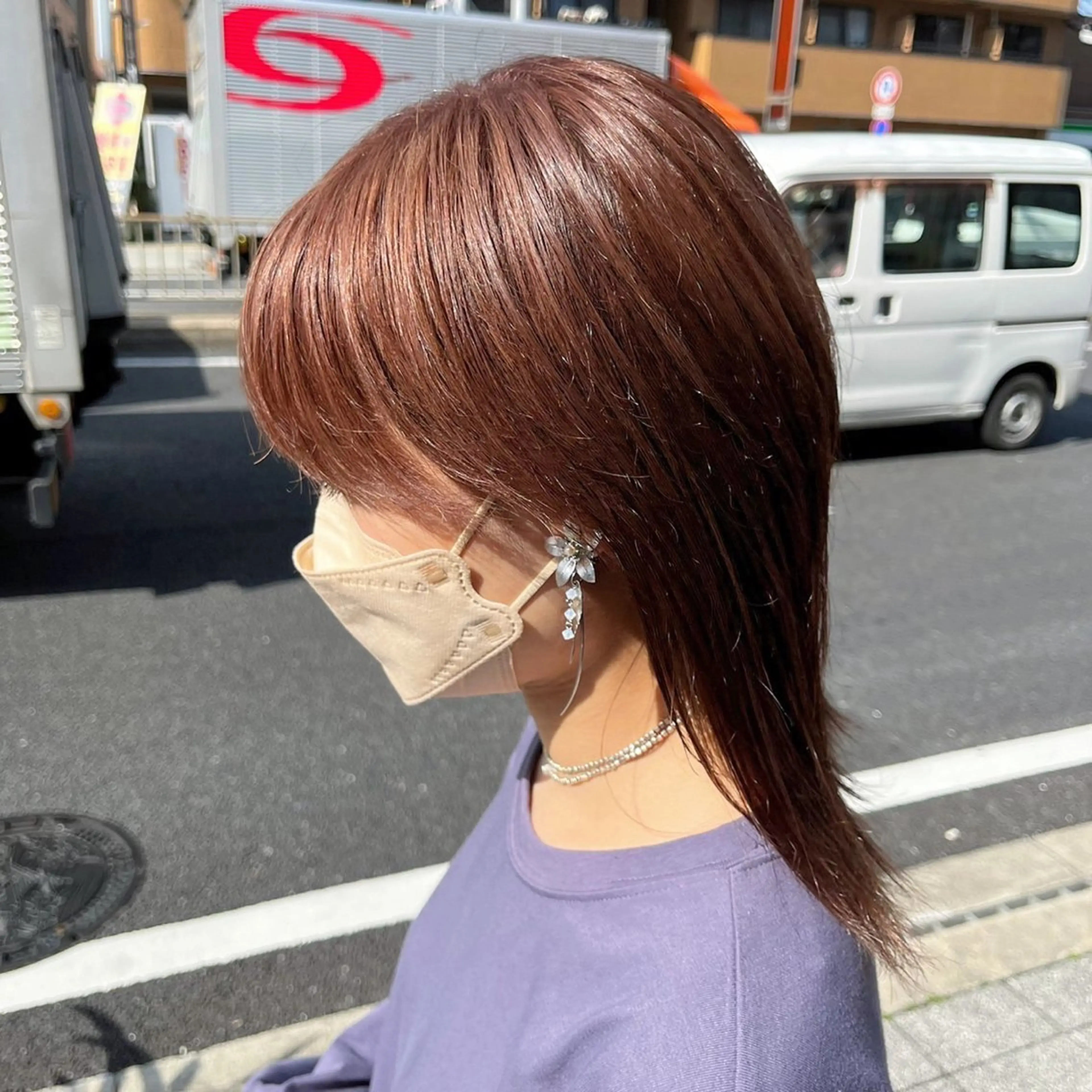 ミディアム カラー 縮毛矯正/ レイヤー/ミディアムのヘアスタイル
