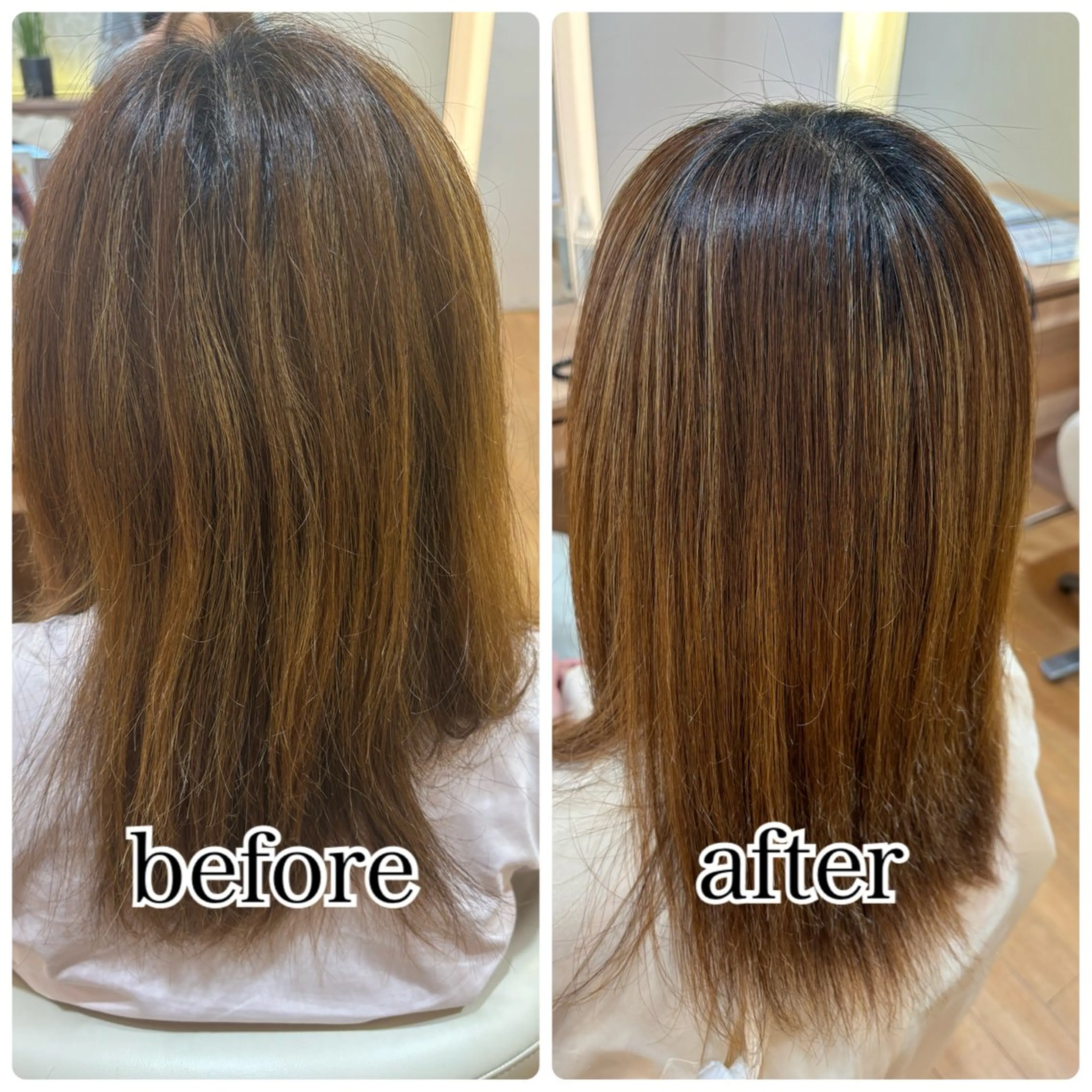 セミロング 髪質改善カラー 清利あやなのヘアスタイル