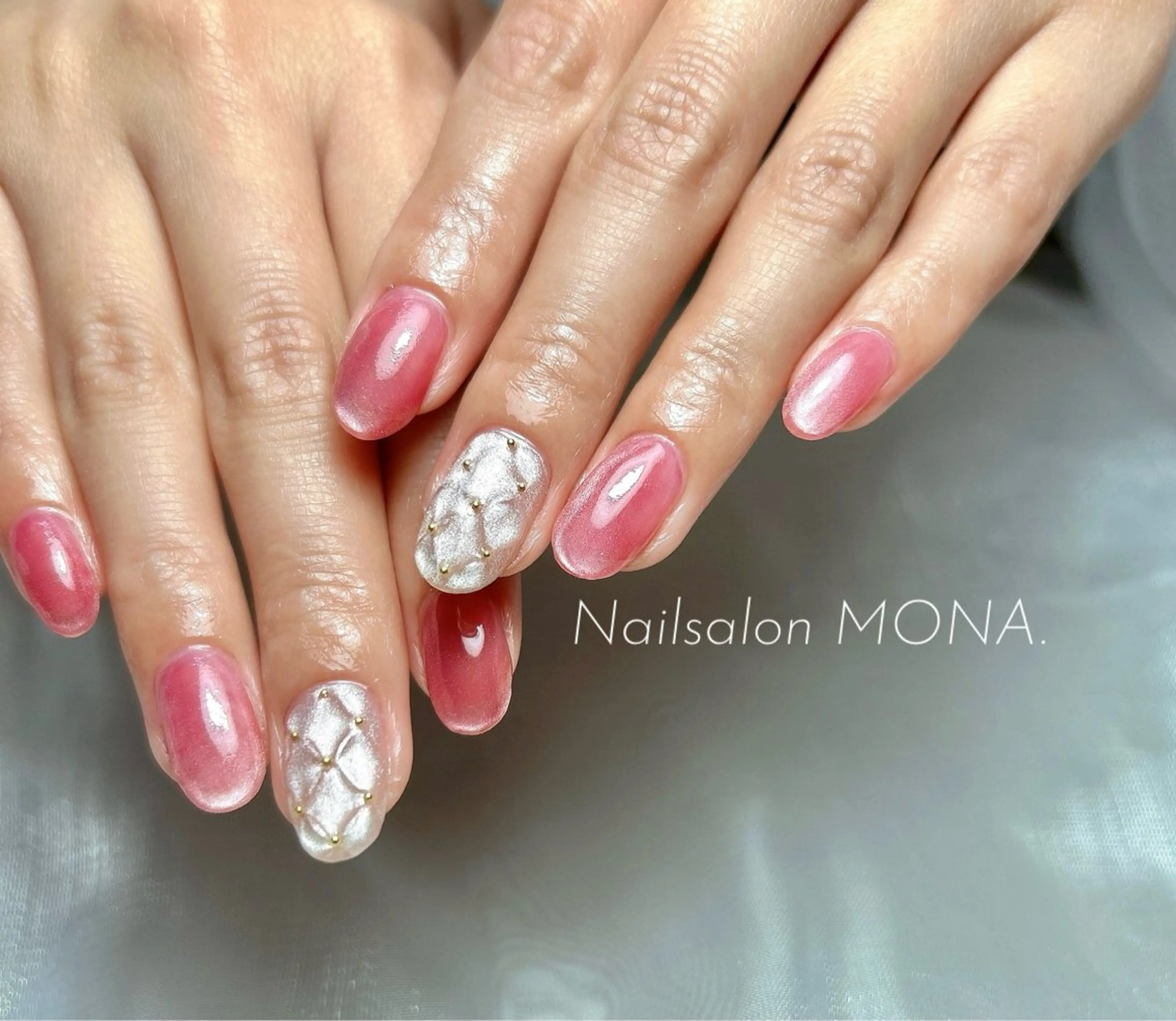 ネイル フレンチネイル マグネットネイル ぷっくりネイル ハンドネイル Nailsalon MONA.のネイルデザイン