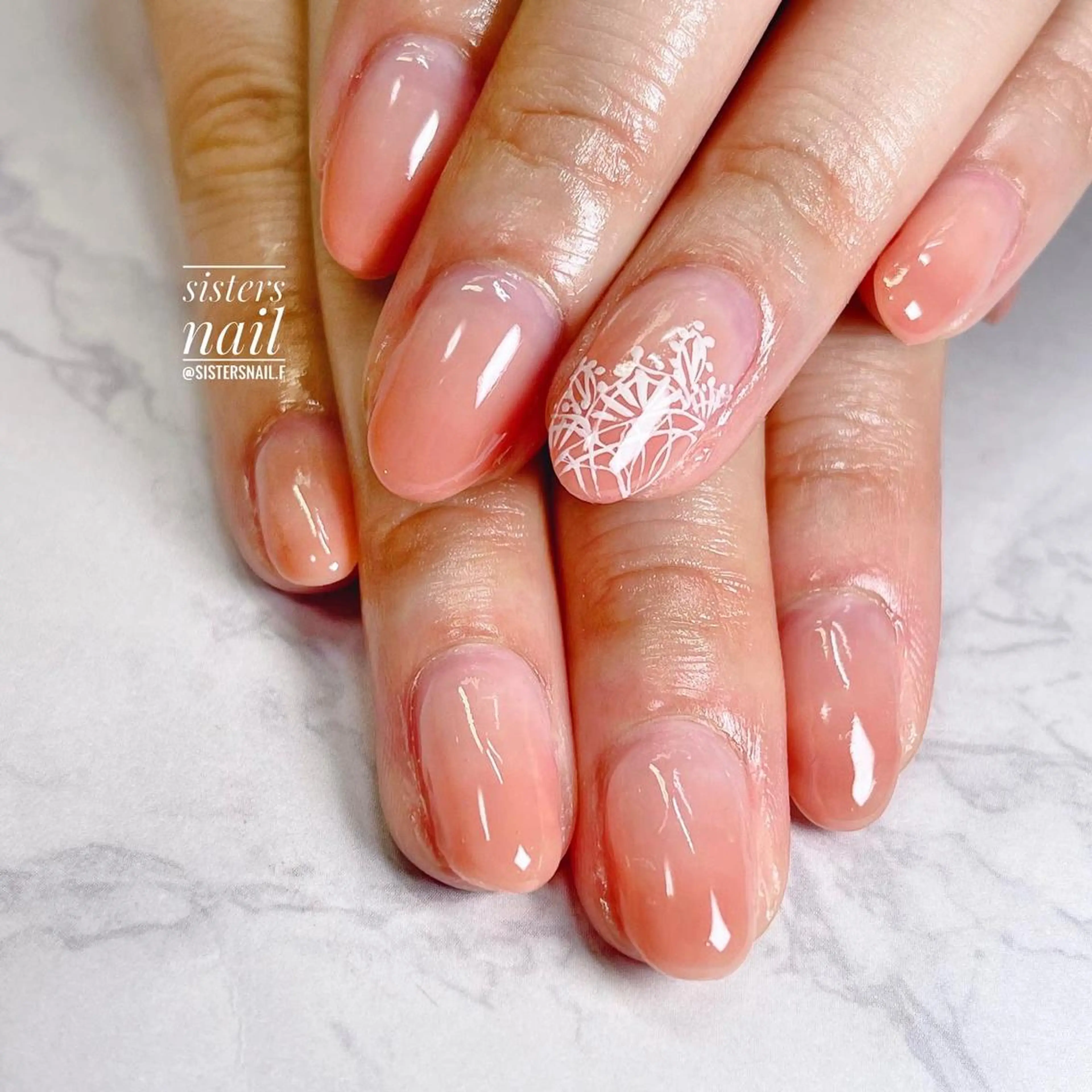 ネイル アートネイル ジェルネイル グラデーション レース オフィスネイル sisters nail.fのネイルデザイン