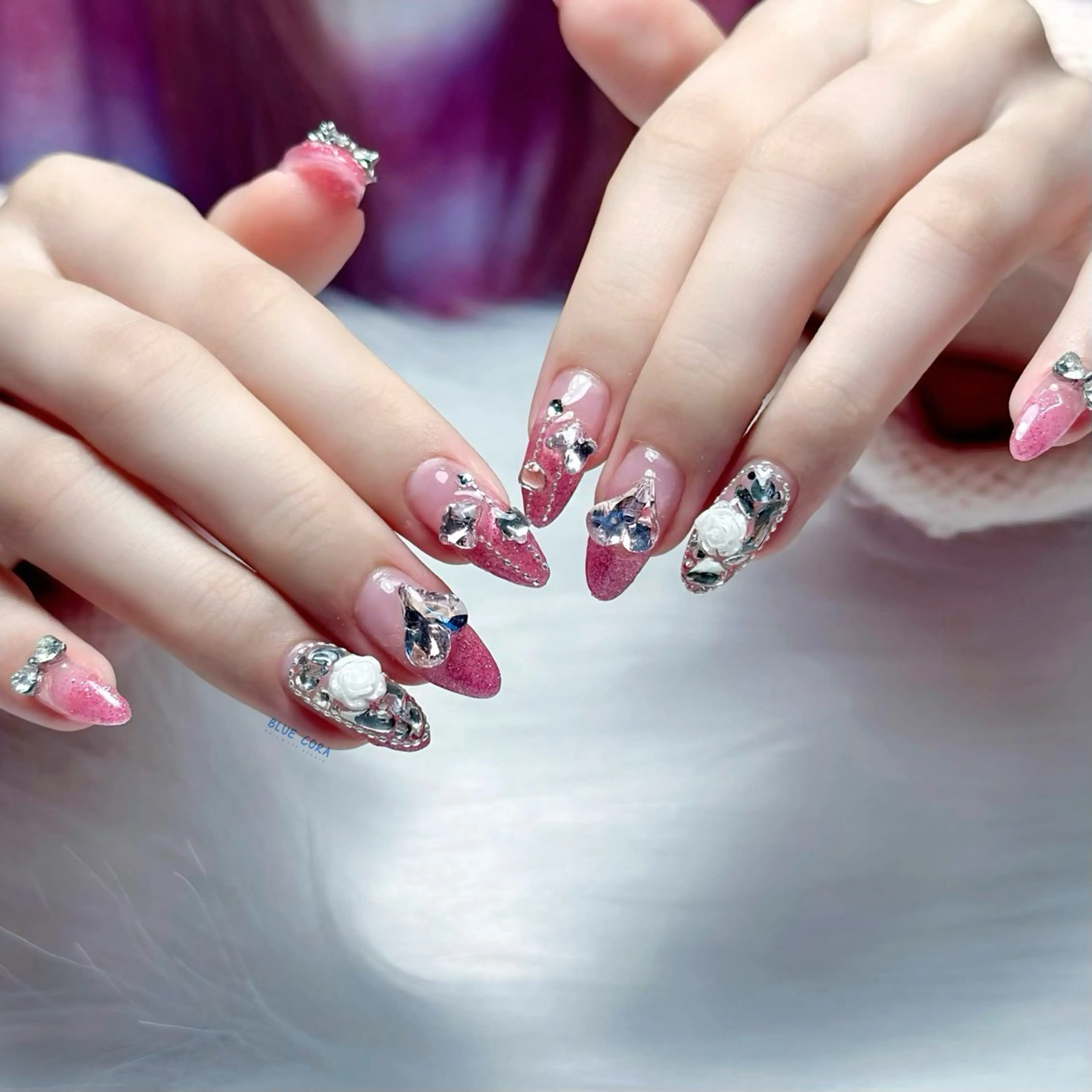 ネイル フラッシュネイル マグネットネイル ハンドネイル ハンドケア BLUE CORAのネイルデザイン