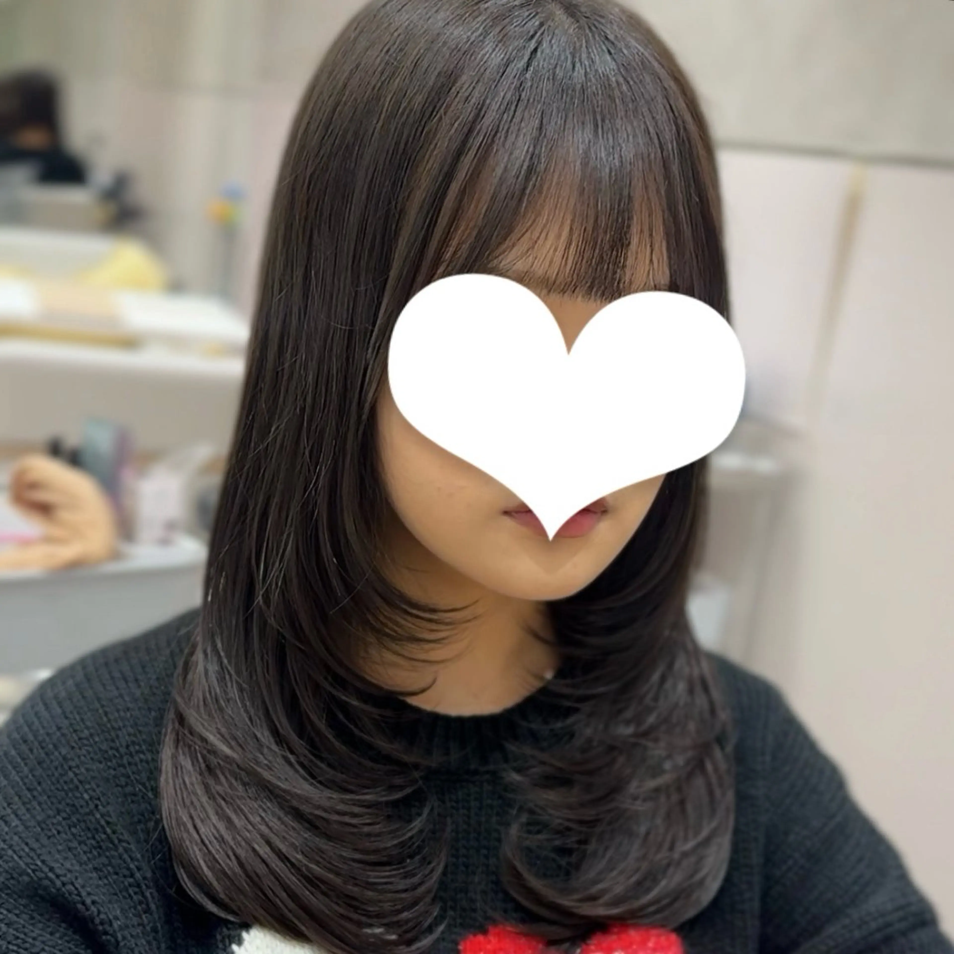 ロング カット ヘアカラー トリートメント 赤羽今日子/レイヤー /盛れる顔まわりのヘアスタイル