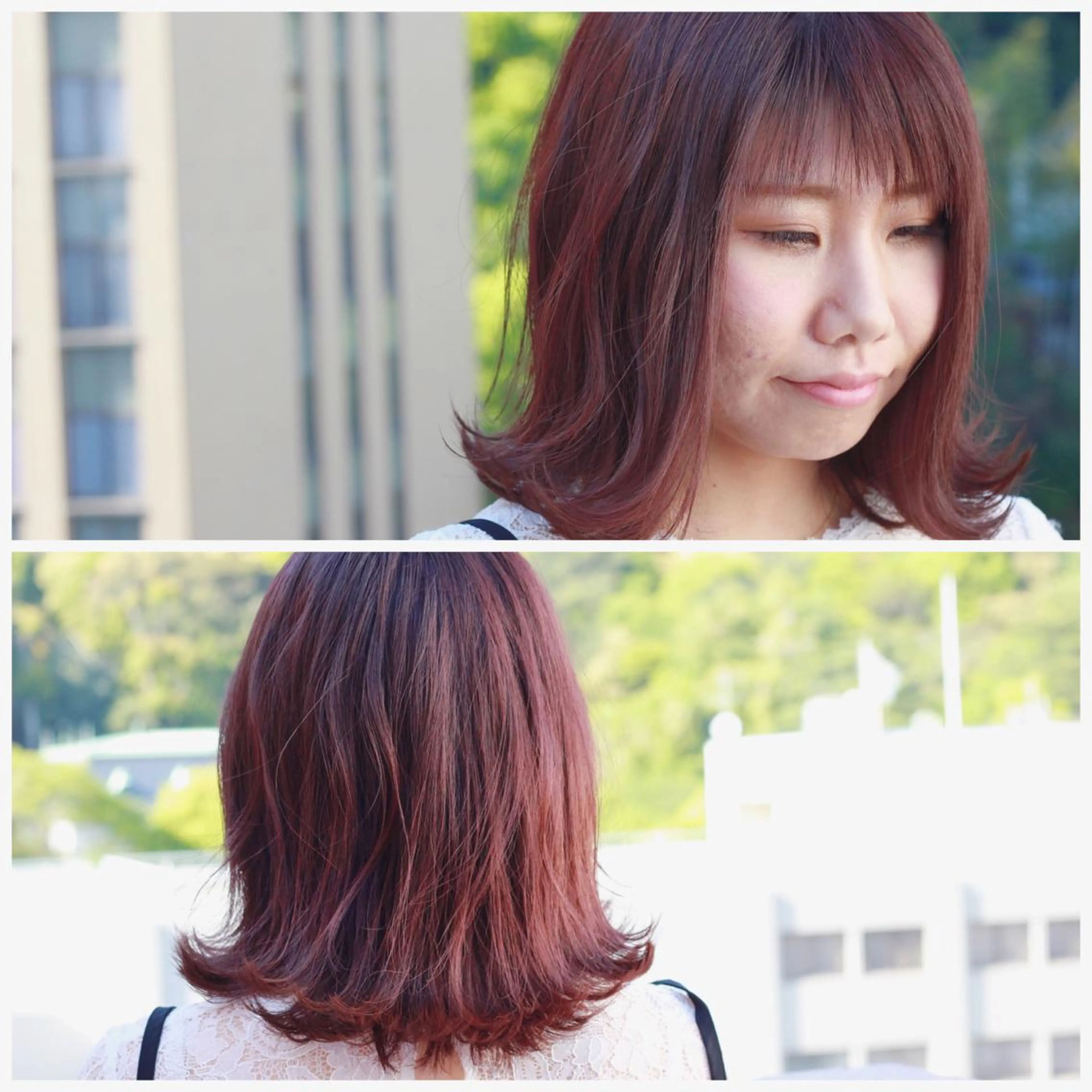 ミディアム カラー パープルカラー カット パーマ Viage （ビアージュ）のヘアスタイル