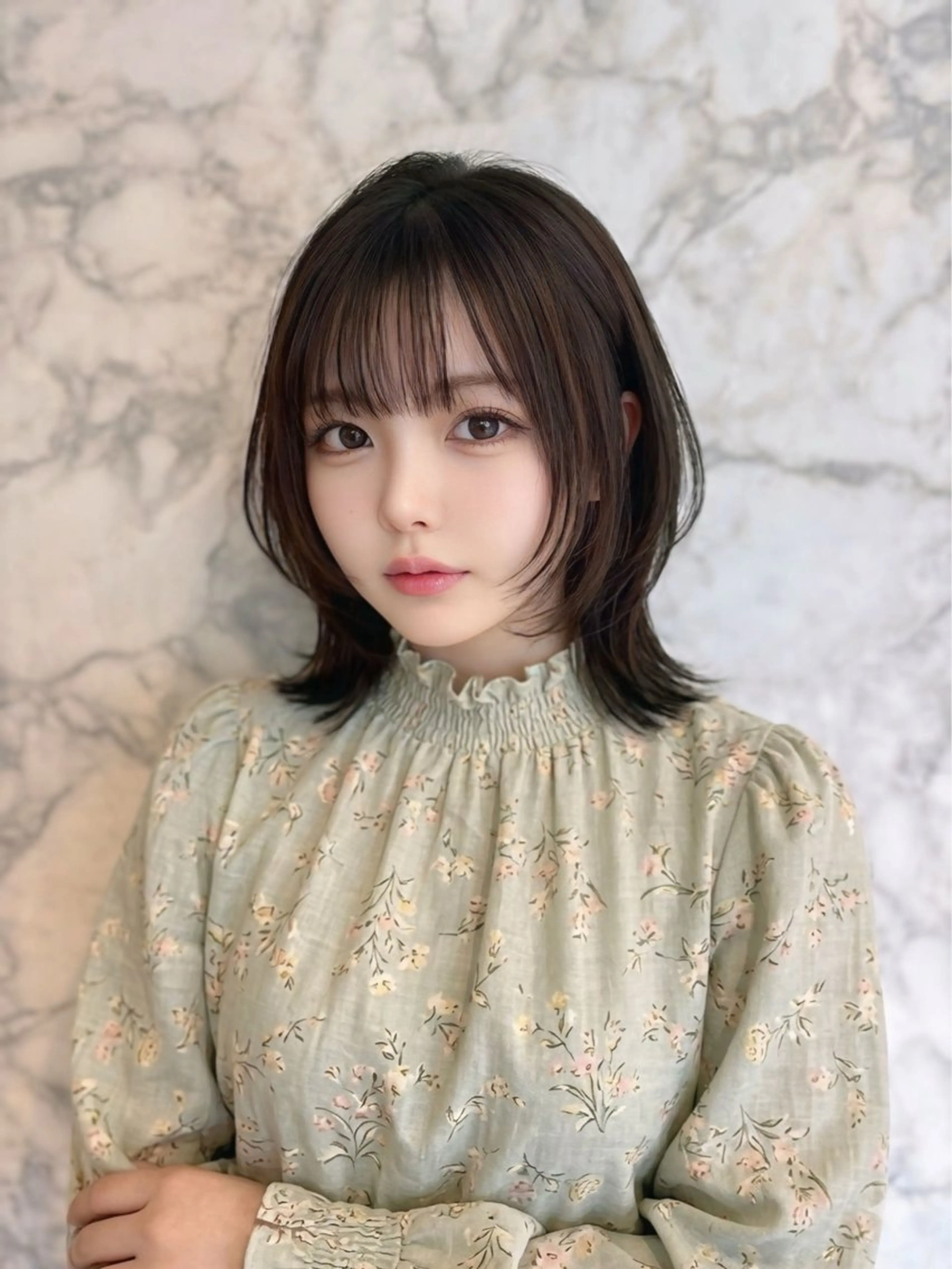 ミディアム カラー カット ヘアカラー トリートメント 上尾韓国レイヤー/ 艶カラー/しの🫧のヘアスタイル