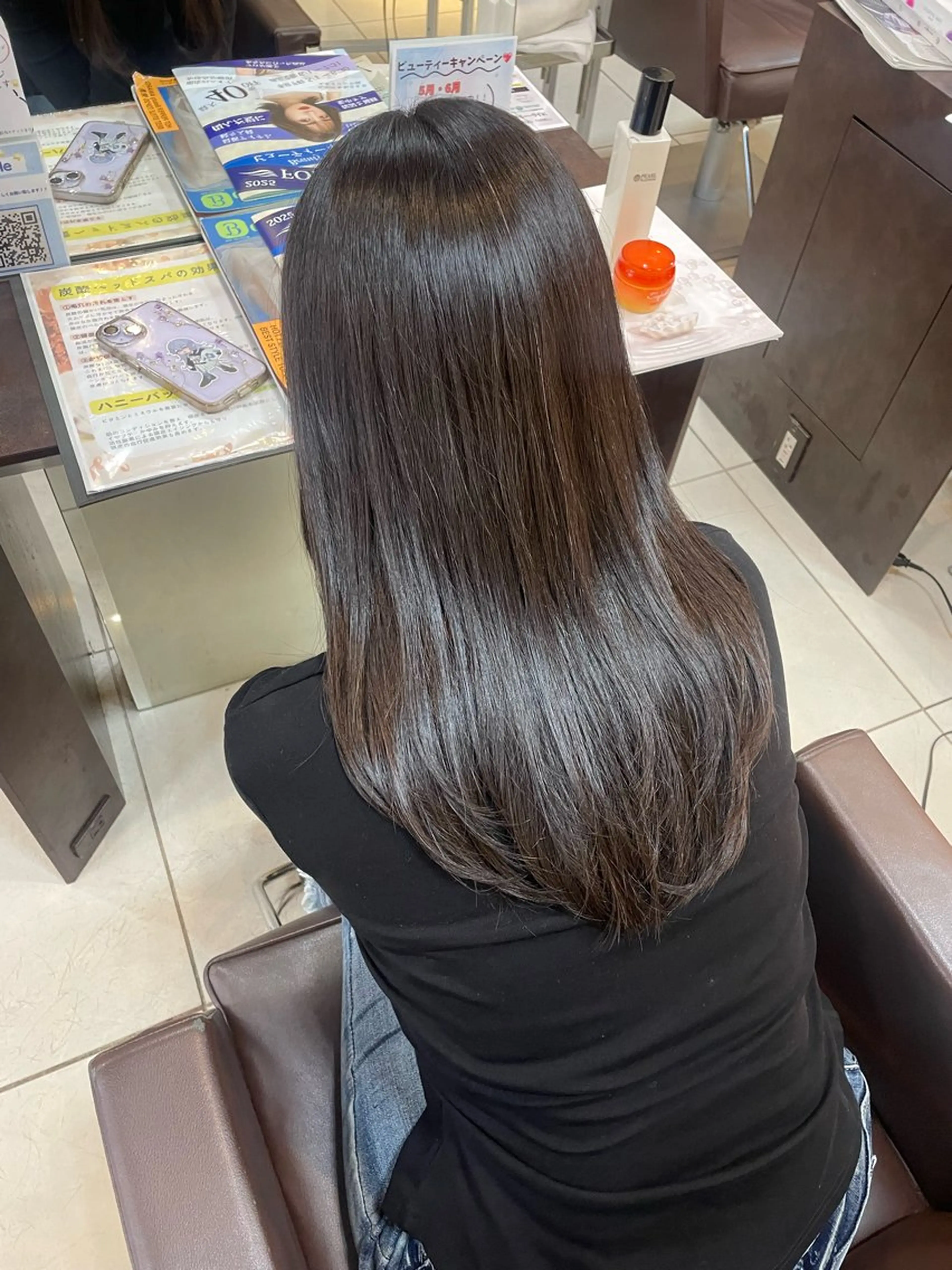 ロング カット 縮毛矯正 🤎韓国ヘア ベージュ まゆか🤎のヘアスタイル