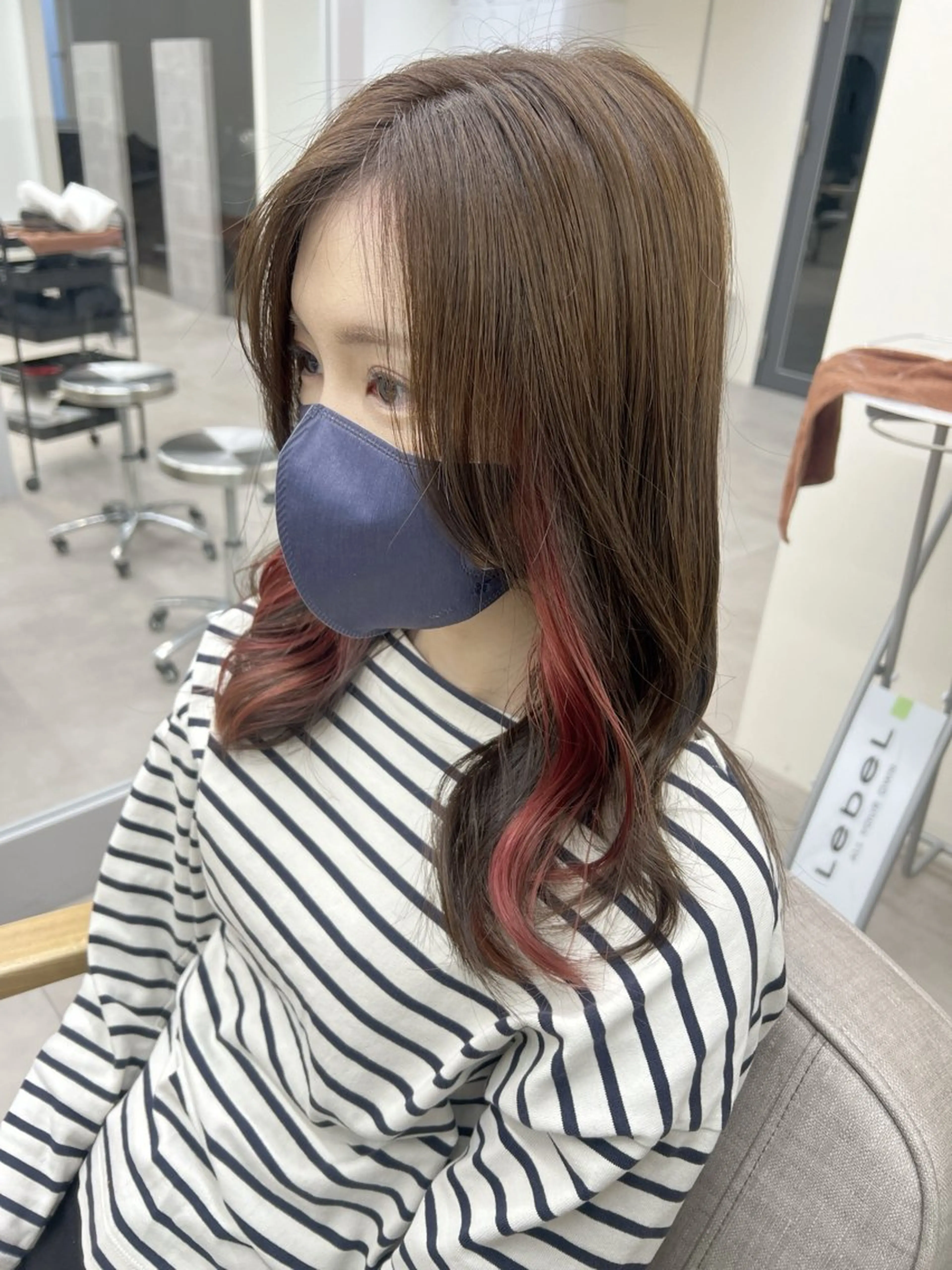 ミディアム カラー インナーカラー ピンクカラー メンズ レイヤー ウルフ 弓木啓輔のヘアスタイル