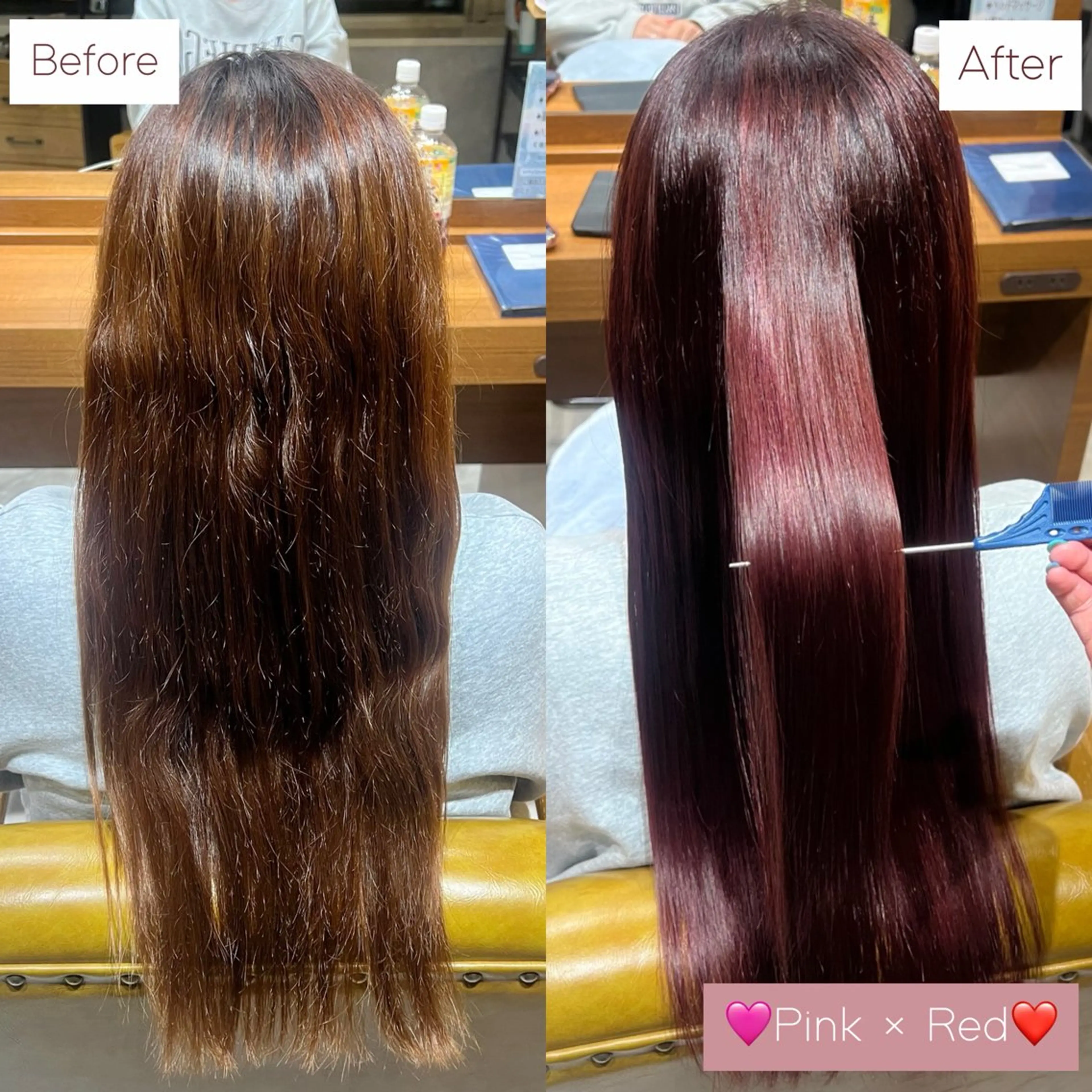 ロング カラー ブリーチ ブリーチなしカラー ピンクカラー レッドカラー ヘアカラー 🌺モデル募集中🥥 𝘈𝘺𝘢𝘯𝘦のヘアスタイル