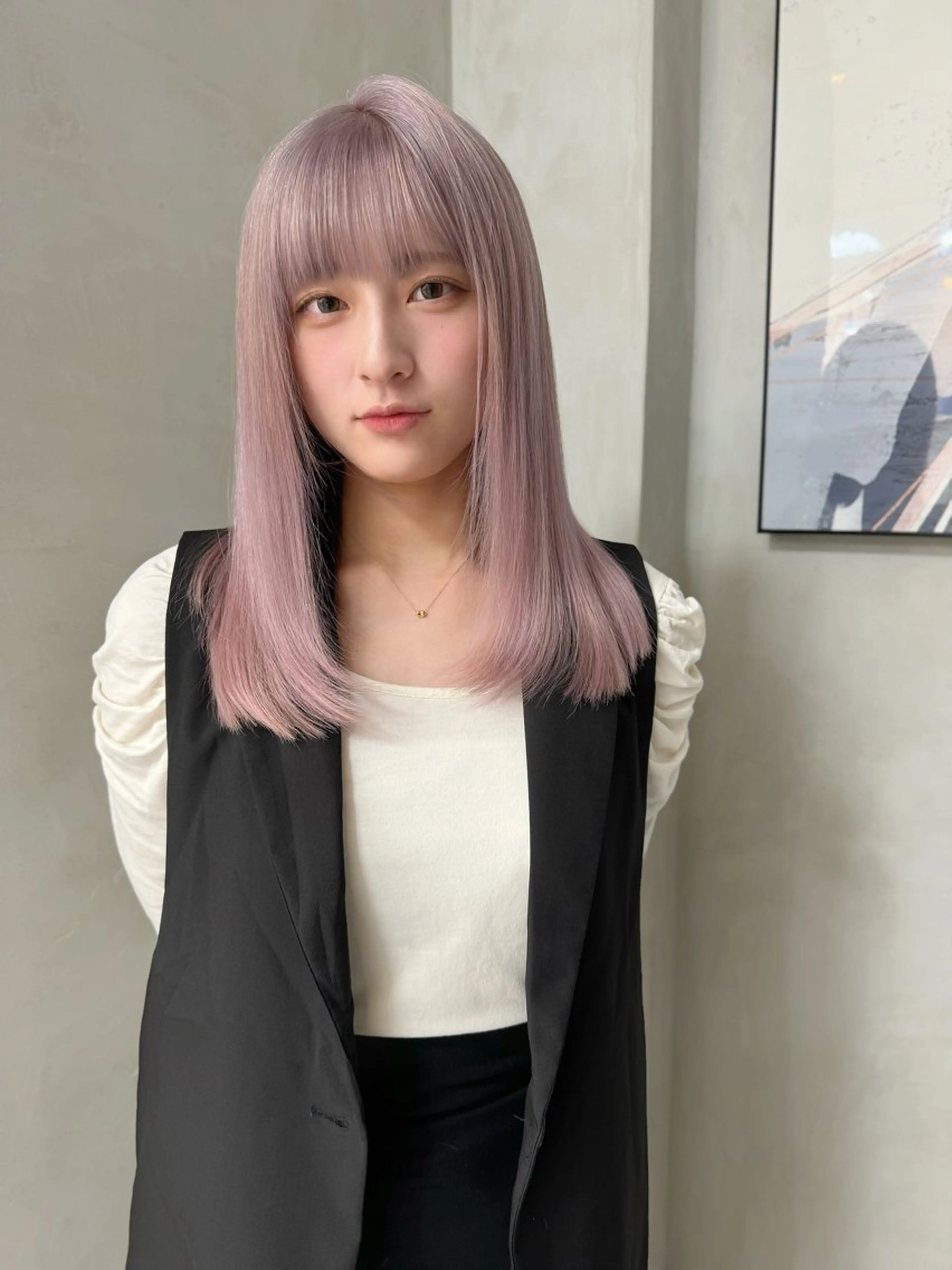 カラー ラベンダーカラー ピンクカラー ピンクラベンダー ヘアカラー エフェクトブリーチ /ウルフ/クワさんのヘアスタイル