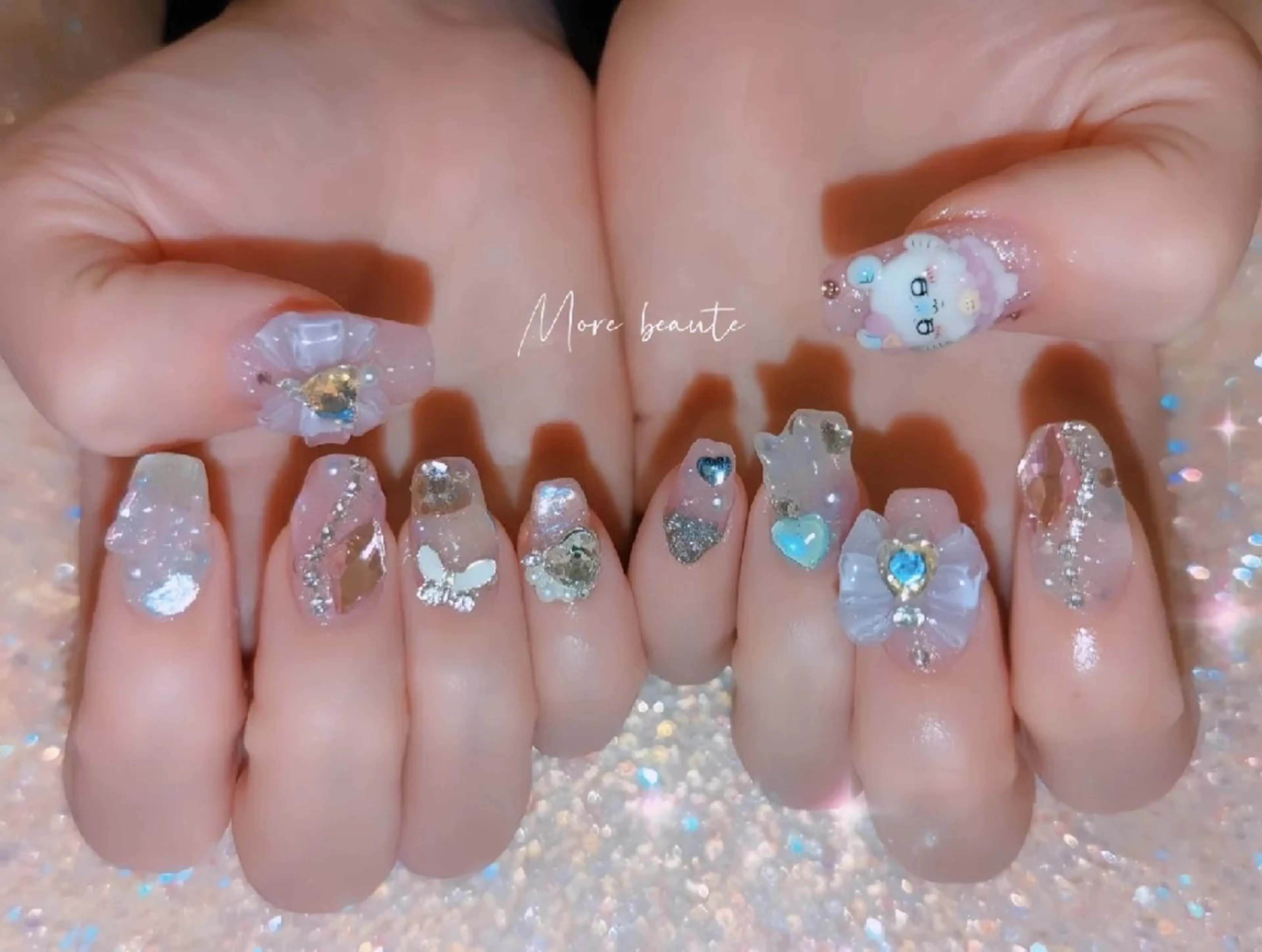 ネイル 長さ出し ジェルネイル ハート 韓国ネイル マグネットネイル ハンドネイル I LOVE ME NAIL.｡.:*♡のネイルデザイン