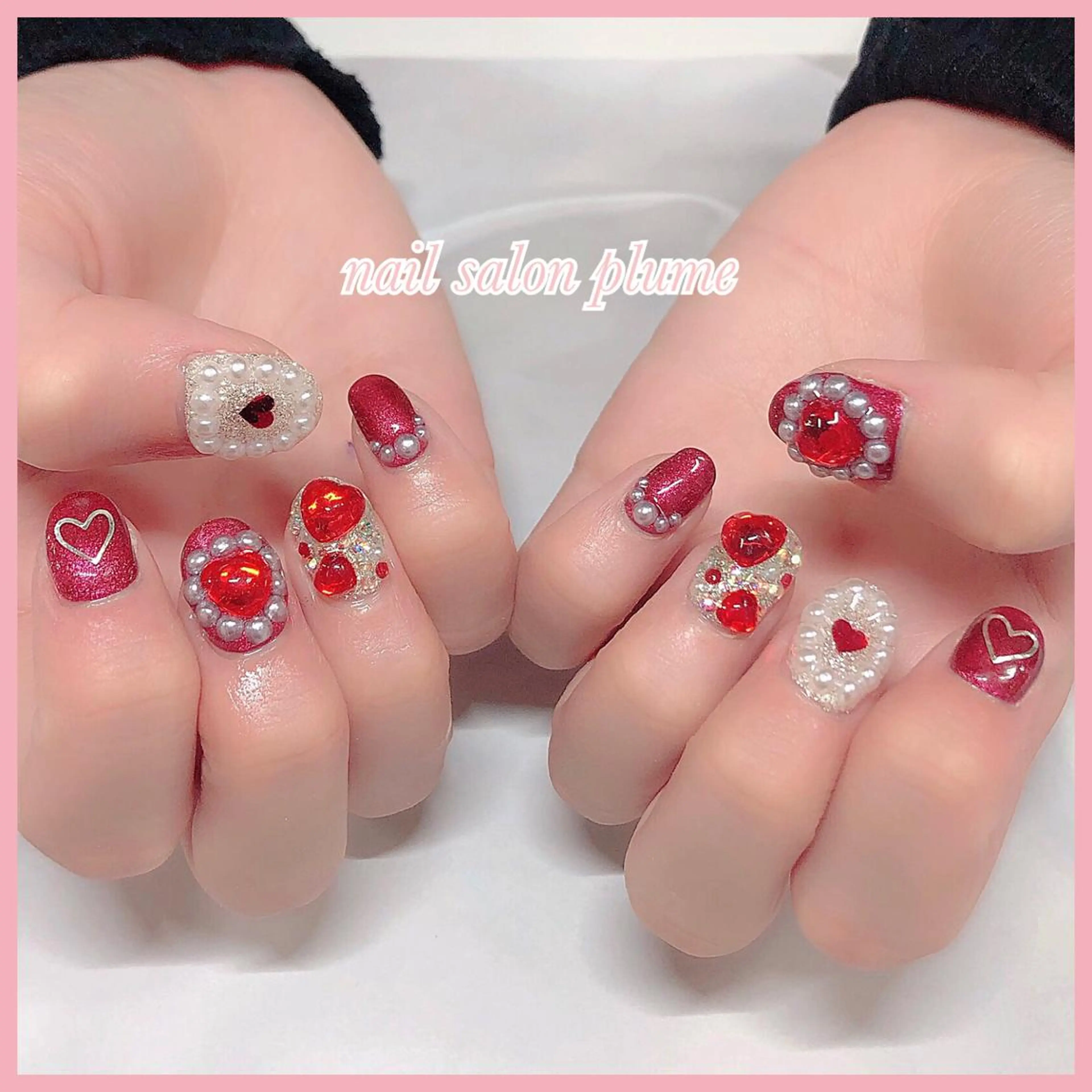 ネイル アートネイル ハート キラキラネイル 韓国ネイル ラメ(グリッター) ハンドネイル plume nail ☆韓国ネイルのネイルデザイン