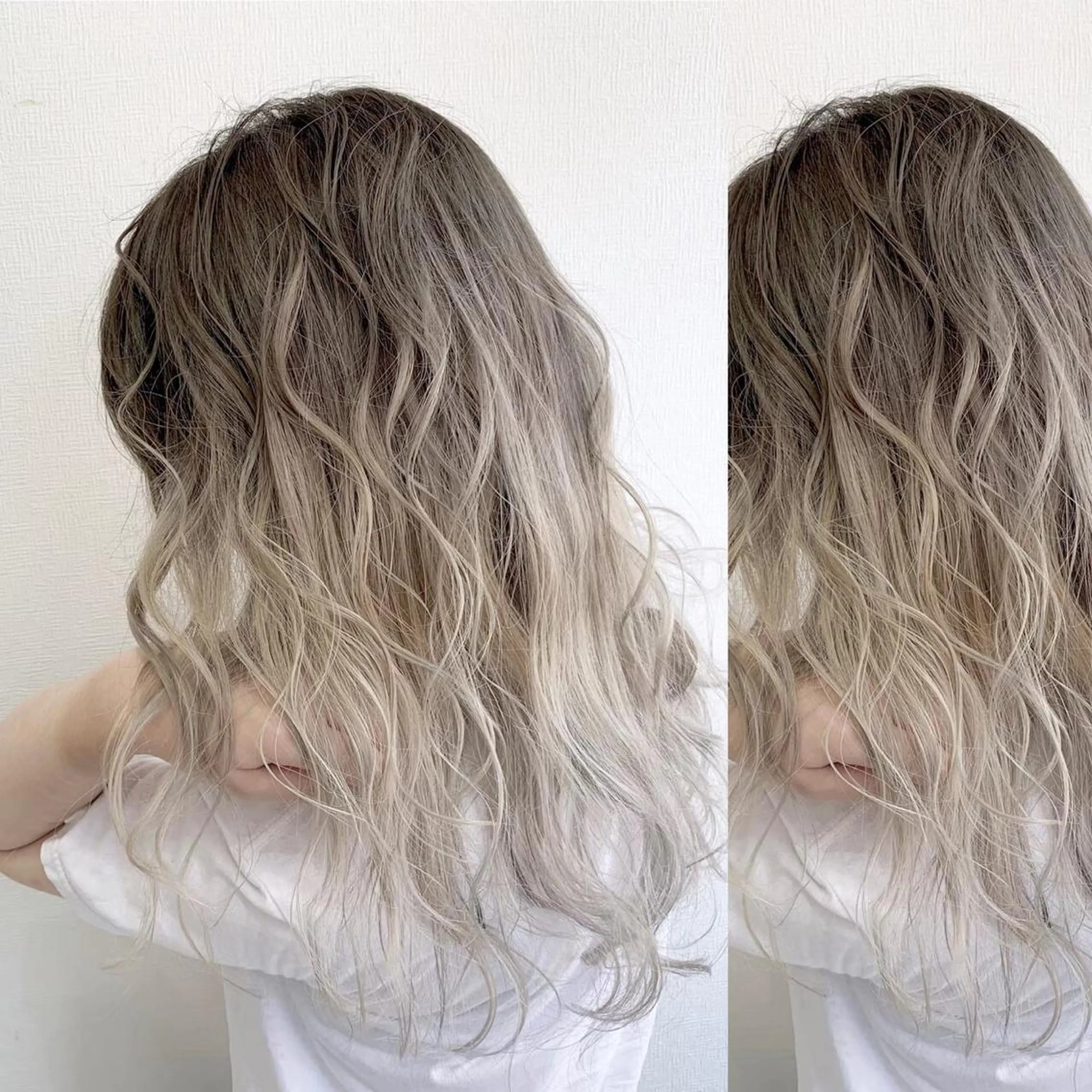 ロング カラー JuNブリーチに 縮毛矯正するプロのヘアスタイル