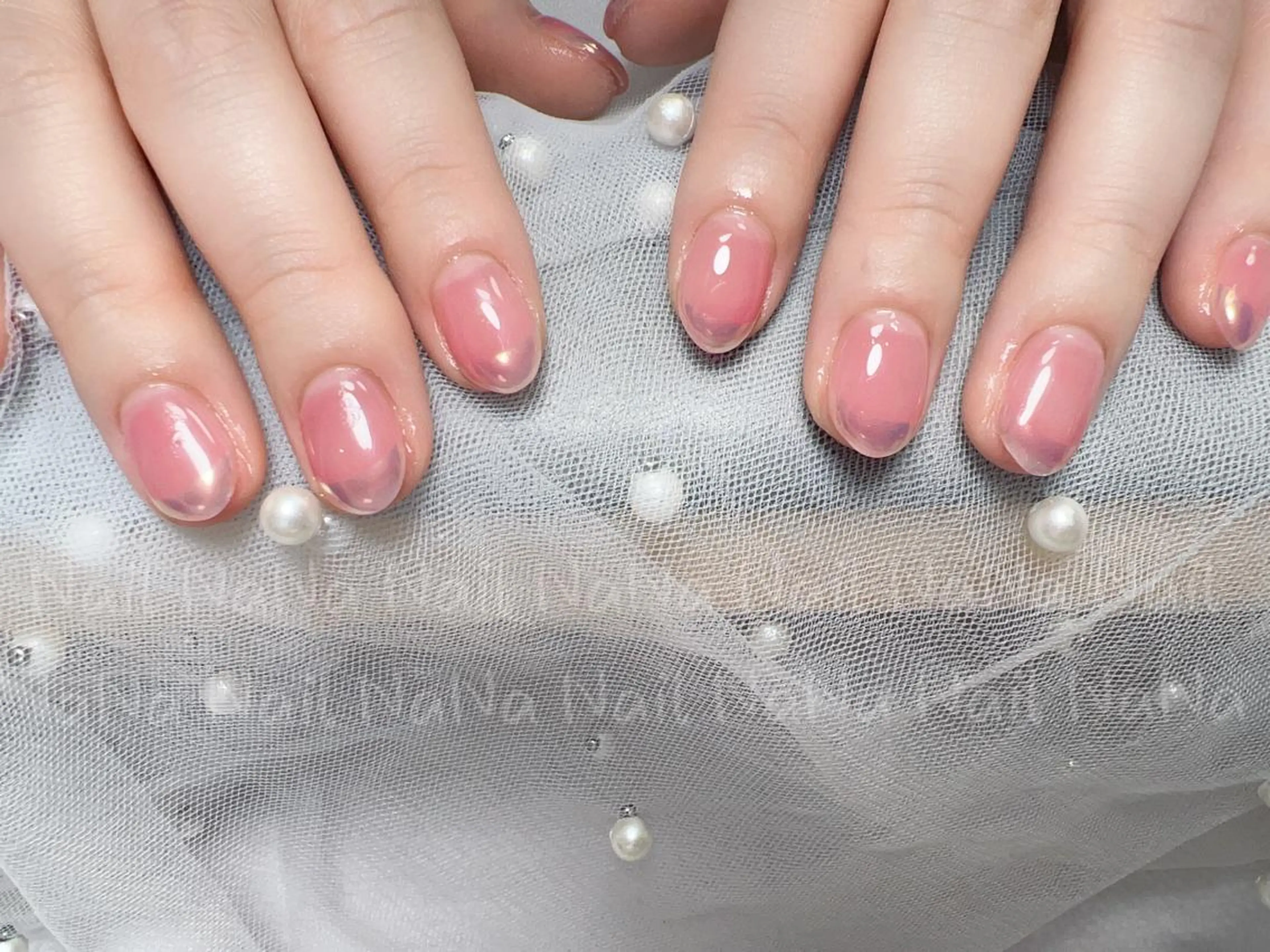 ショート カラー ネイル オーロラネイル フレンチネイル ハンドネイル Nail NaNaのネイルデザイン