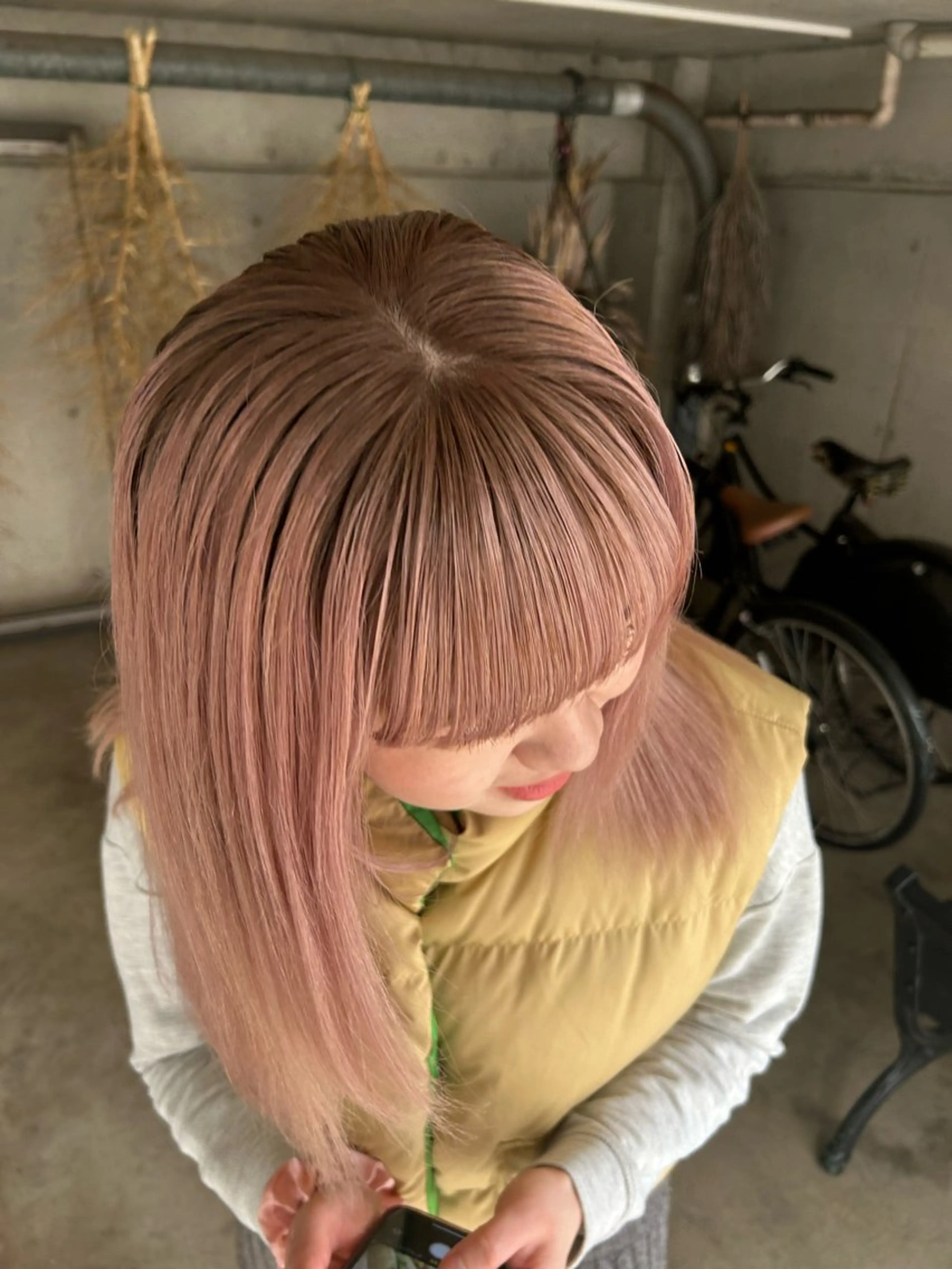 ミディアム カラー ブラウンカラー ダブルカラー ピンクカラー ヘアカラー blink所属・ボブカット/ 透明感 カラー yuiのヘアスタイル