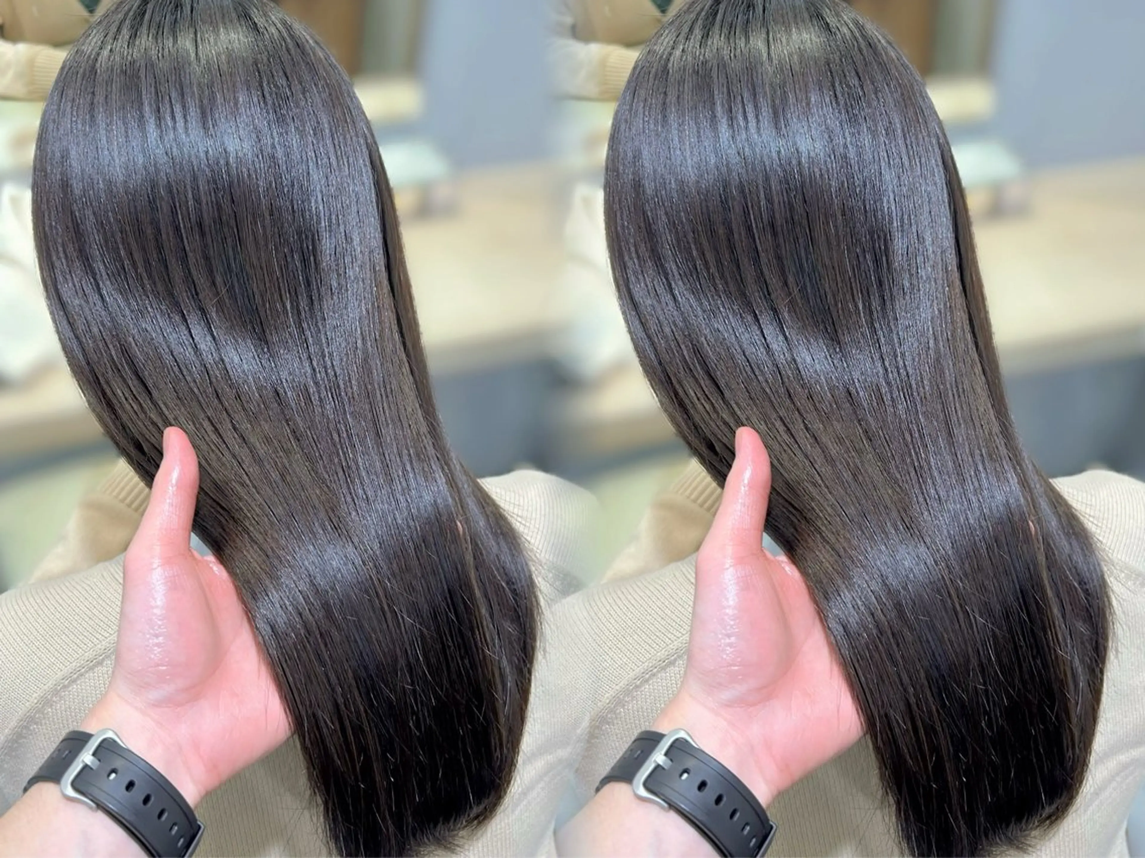 【🌿ご新規様期間限定🌿】似合わせカット➕超透明感カラー➕サラツヤ縮毛矯正✨33%OFF❗️（ボブ/ミディアム）の写真