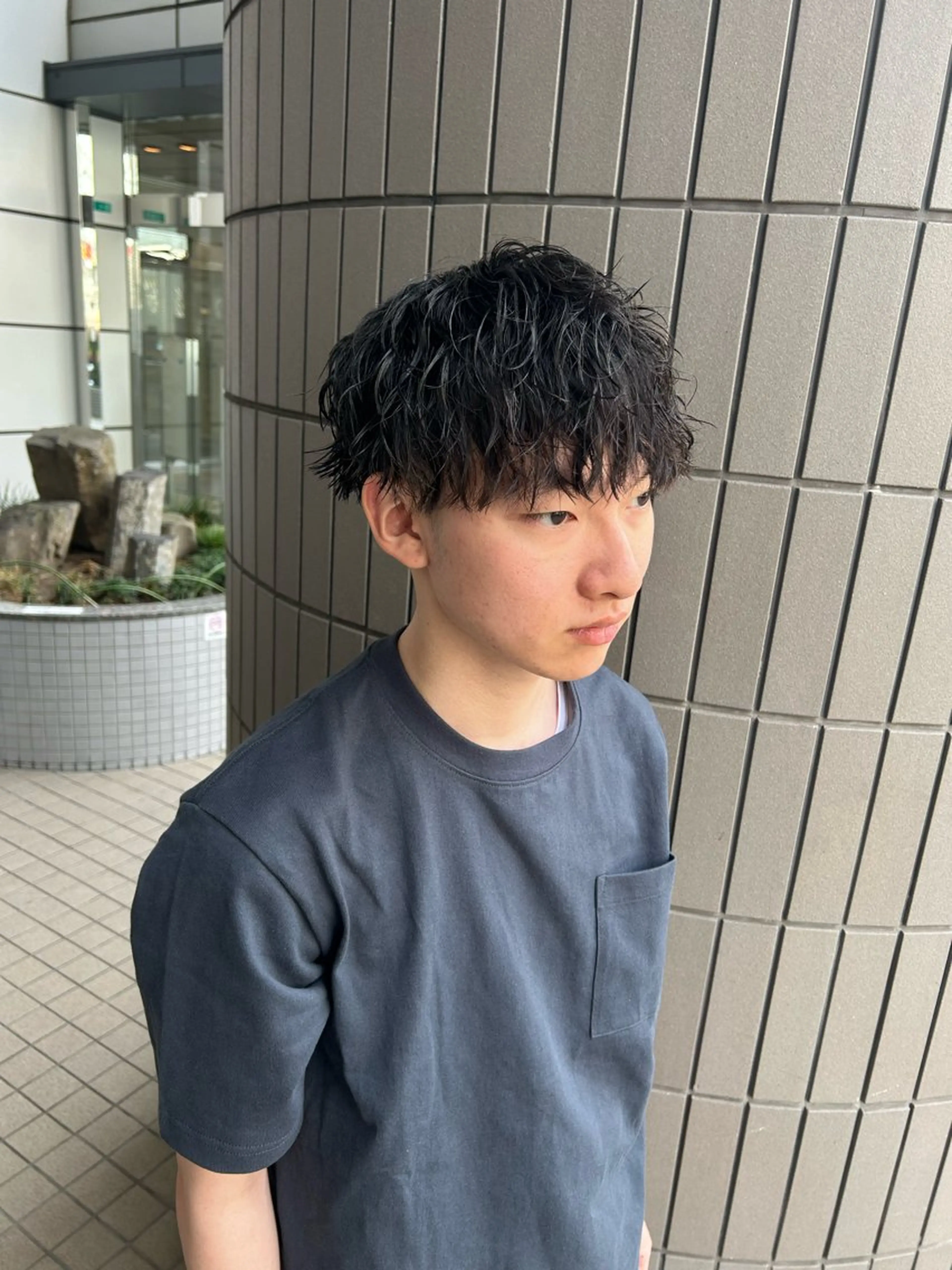 ミディアム パーマ メンズ 大阪/梅田/シャドウ パーマ/ノボリユウタのヘアスタイル