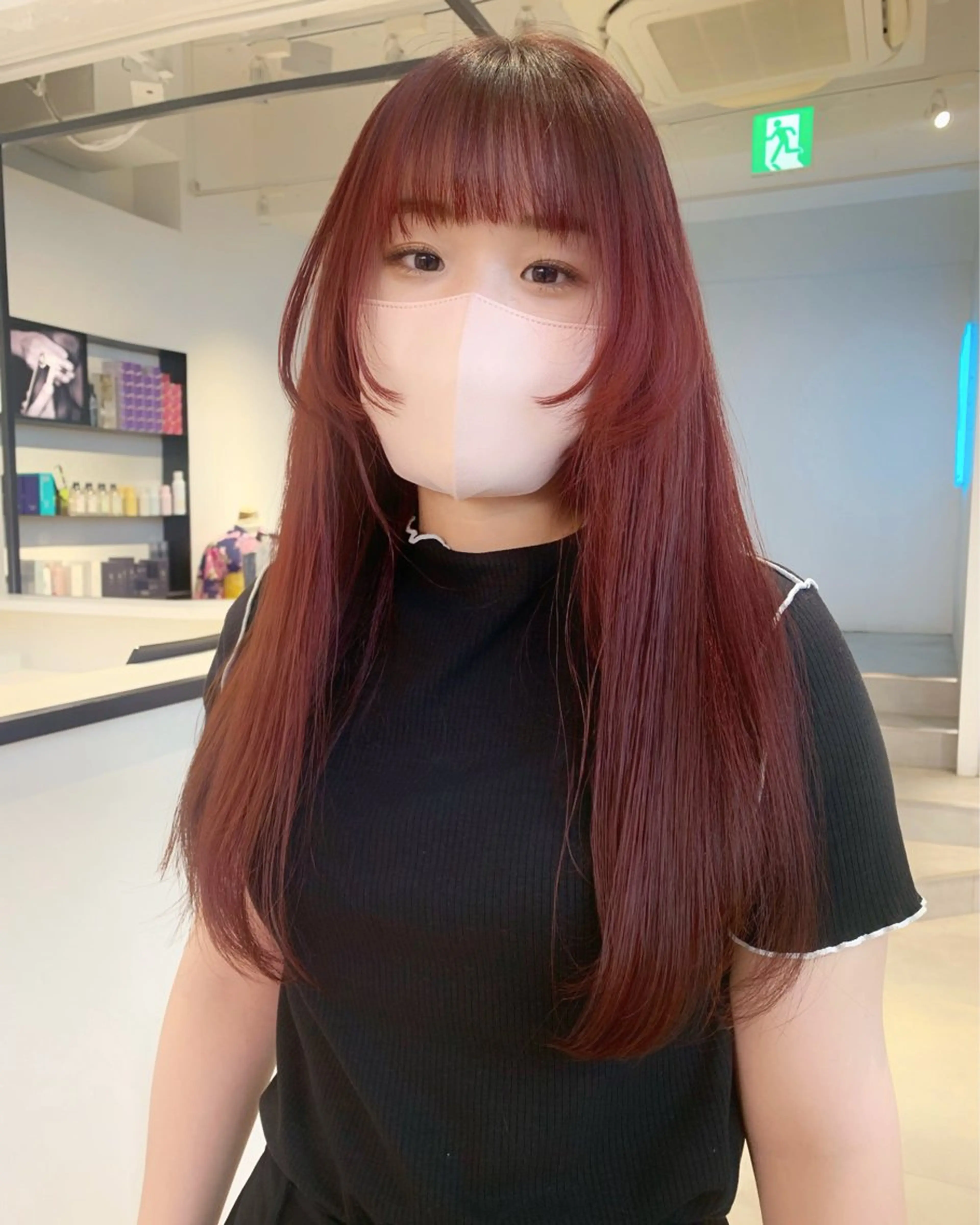 ロング カラー ブリーチ ボルドーカラー 姫カット カット ヘアカラー Kureha/ネイル トレンドヘアのマツエク・マツパデザイン