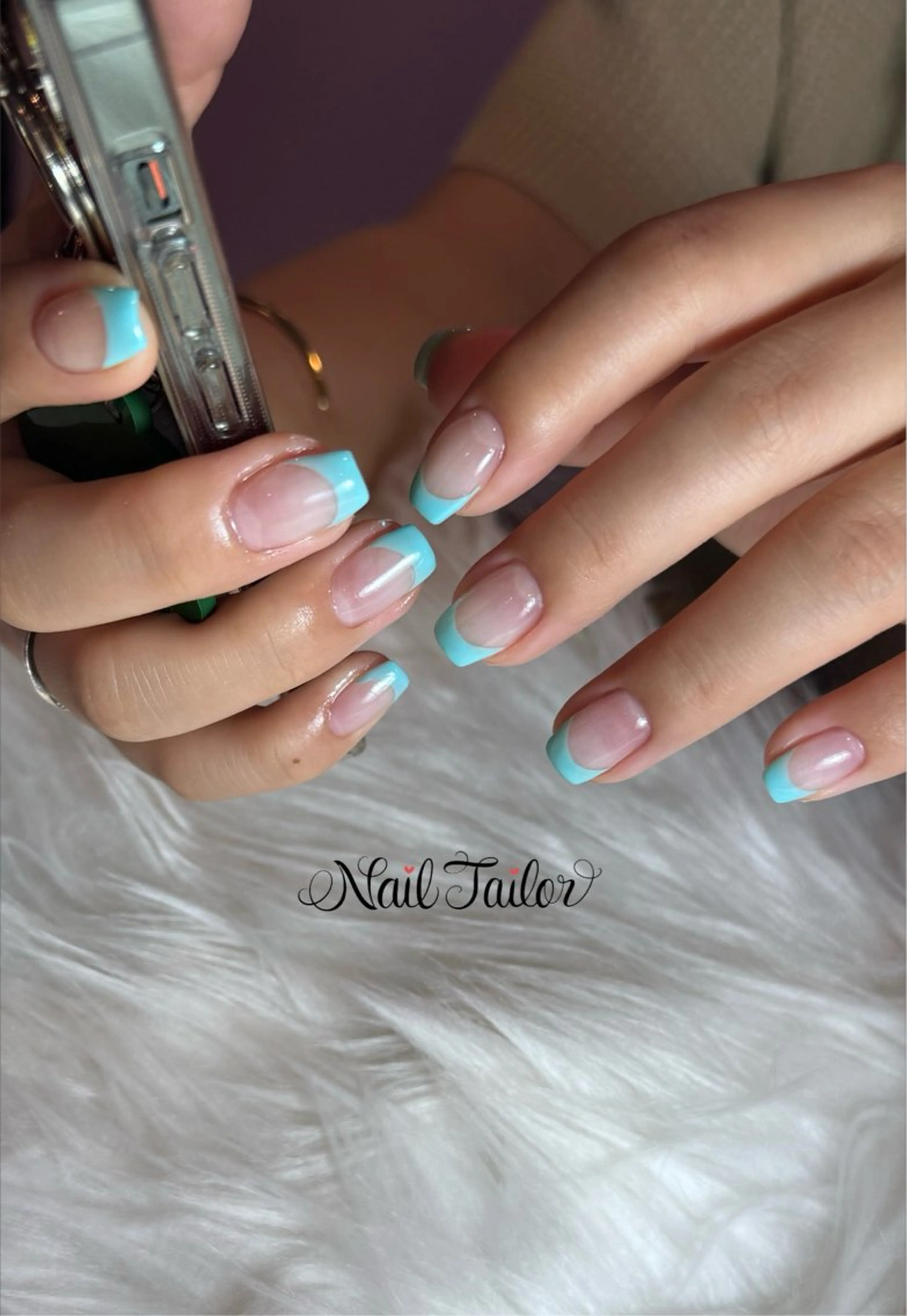 ネイル ブルー フレンチネイル 水色 ハンドネイル NailTailor ネイルテイラーのネイルデザイン