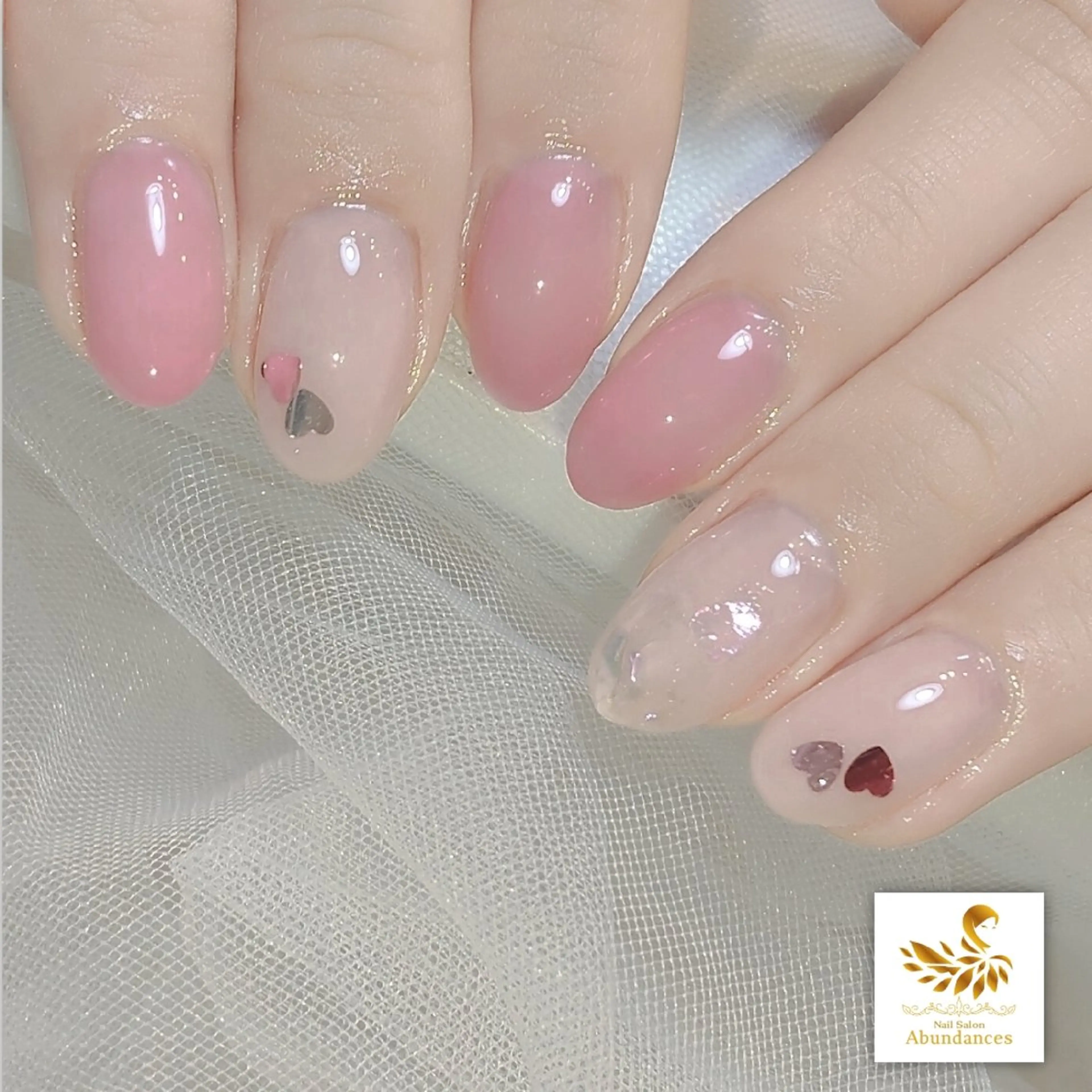 ネイル ガーリー ハート ピンク ぷっくりネイル ハンドネイル 完全予約制個室サロン Abundancesのネイルデザイン