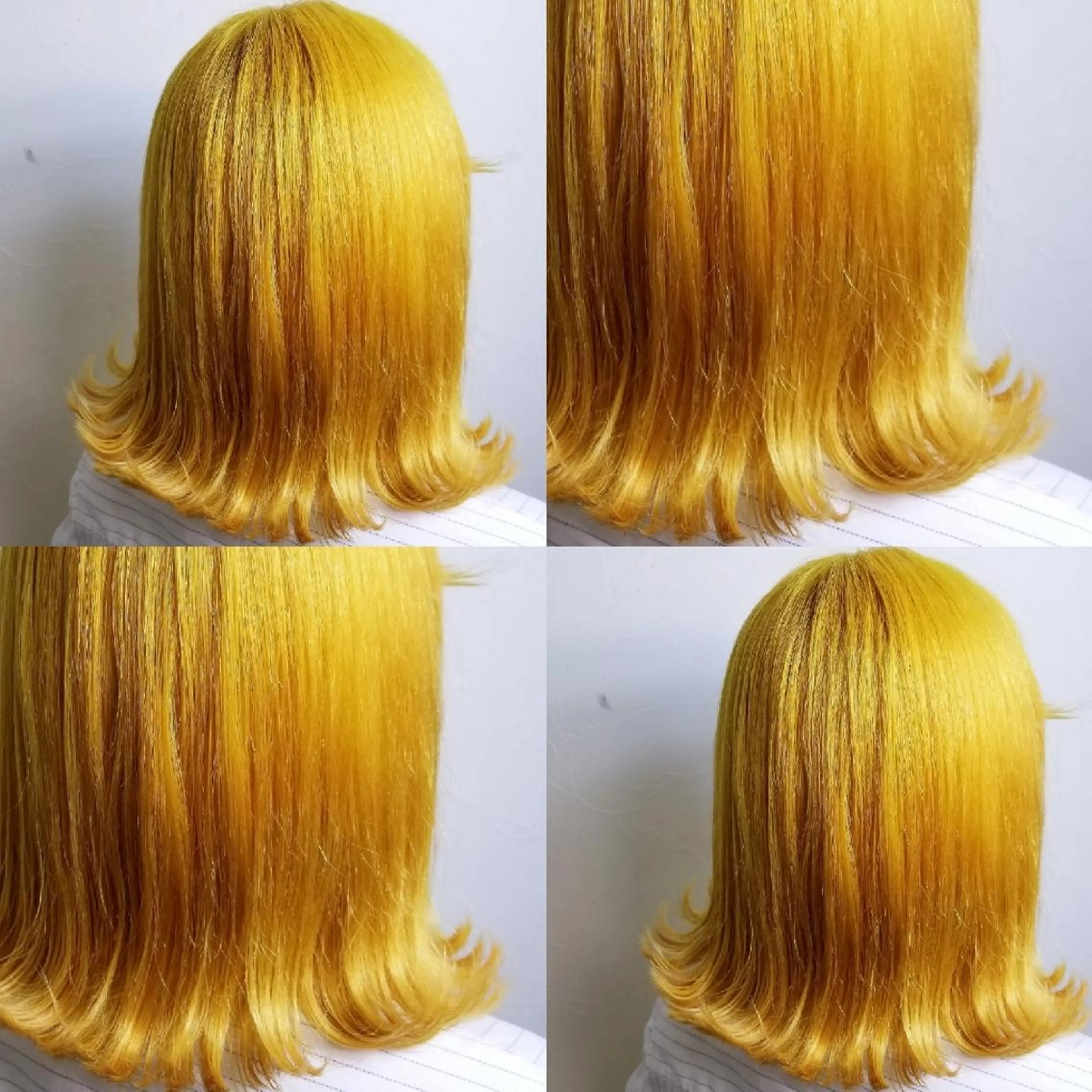 ミディアム ヘアカラー ツヤ髪✨縮毛矯正 ハイトーンカラーのヘアスタイル