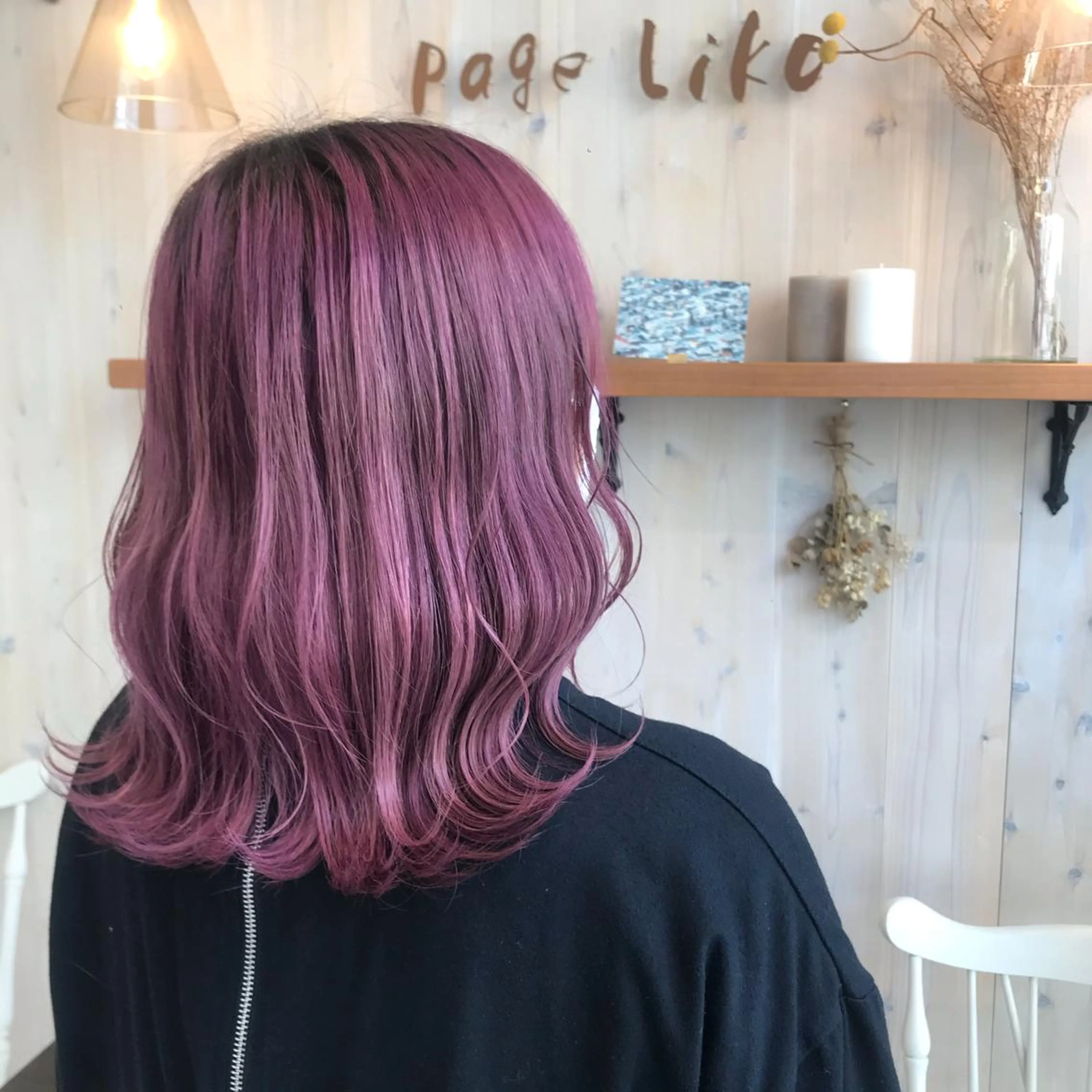 セミロング カラー ブリーチ ピンクカラー 透明感カラー/ 寺田千雅子のヘアスタイル