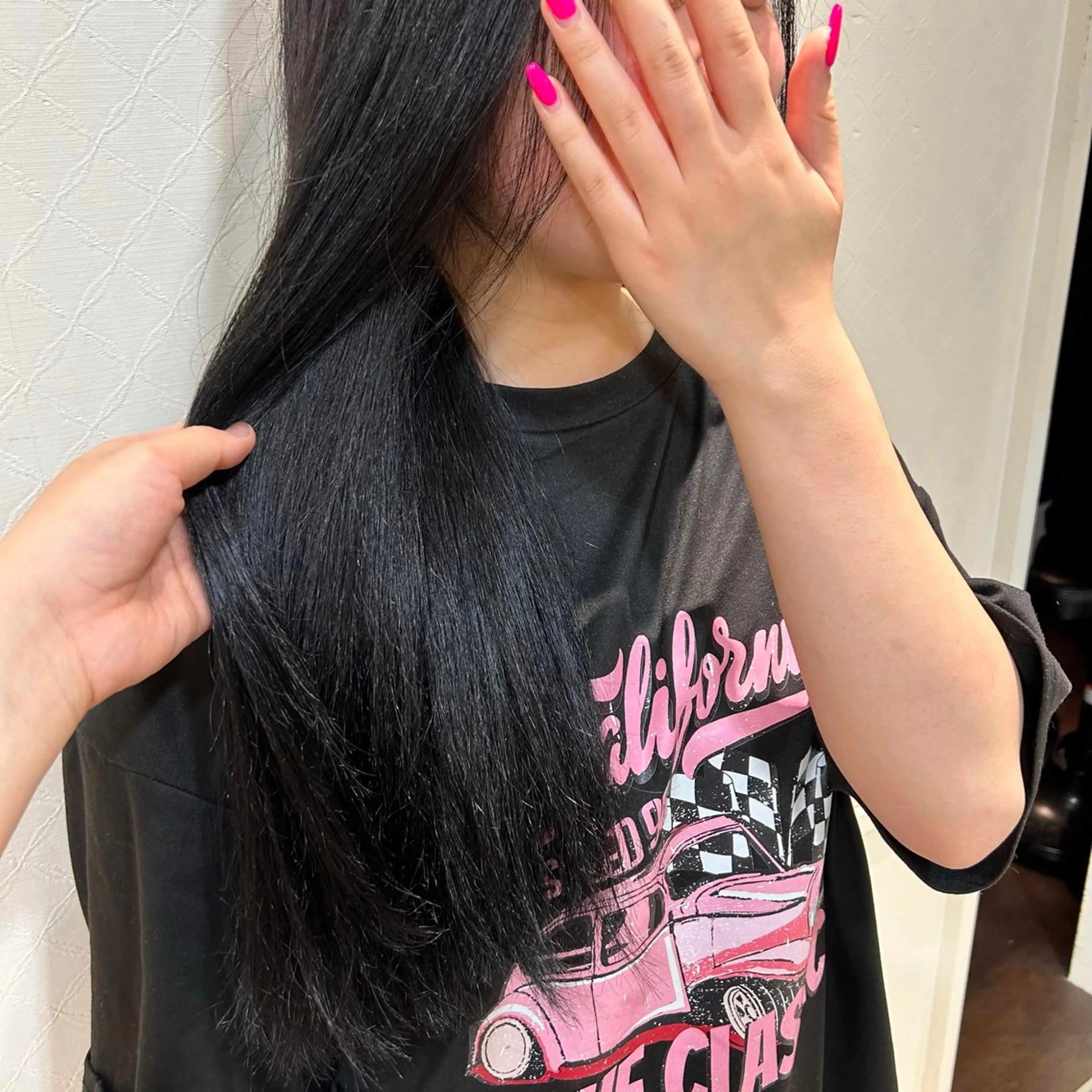 ロング カラー 生活が楽になる縮毛/ ブリーチなしレッドのヘアスタイル