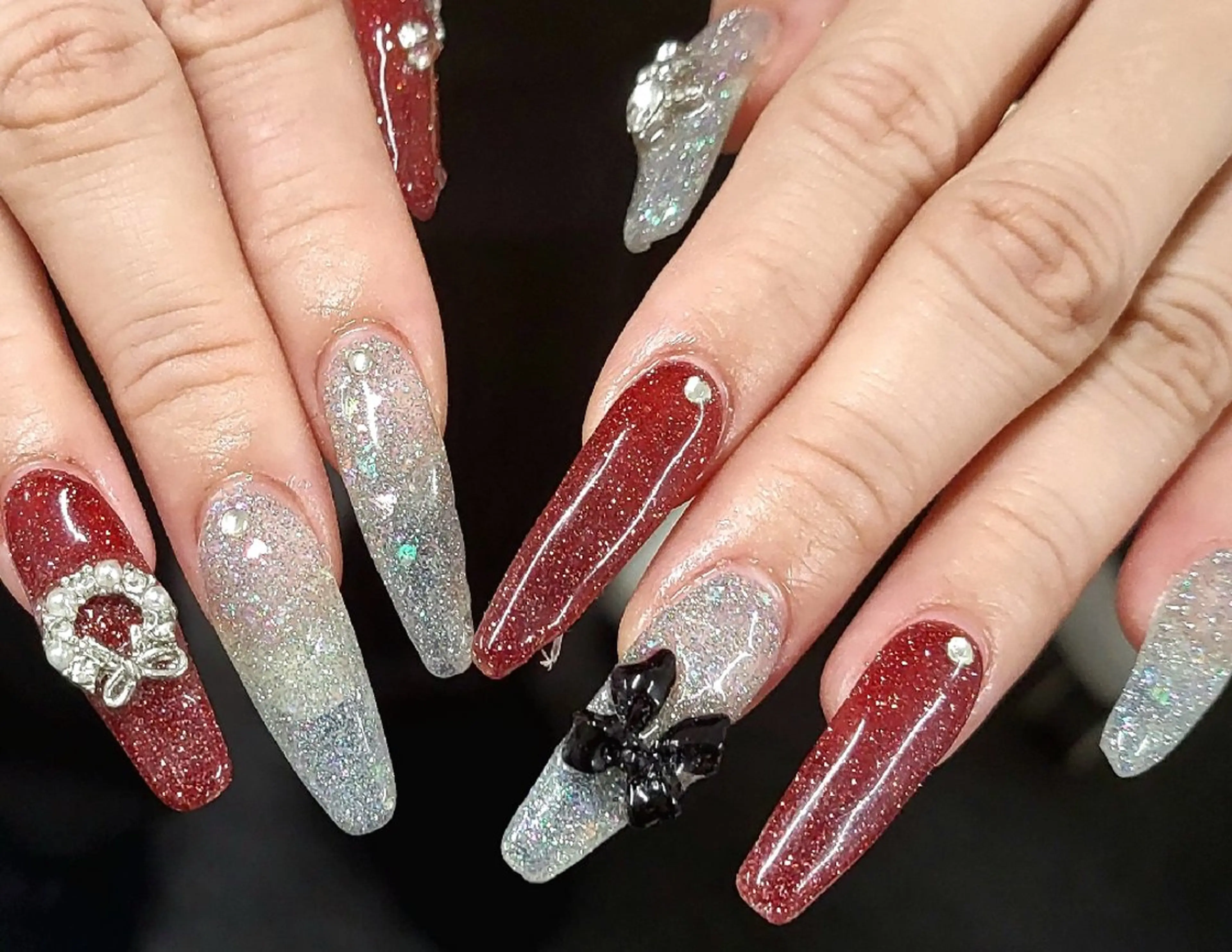 ネイル 長さ出し フラッシュネイル ロングネイル スーパーロングネイル 冬ネイル ハンドネイル 心斎橋Salon Epokkuのネイルデザイン