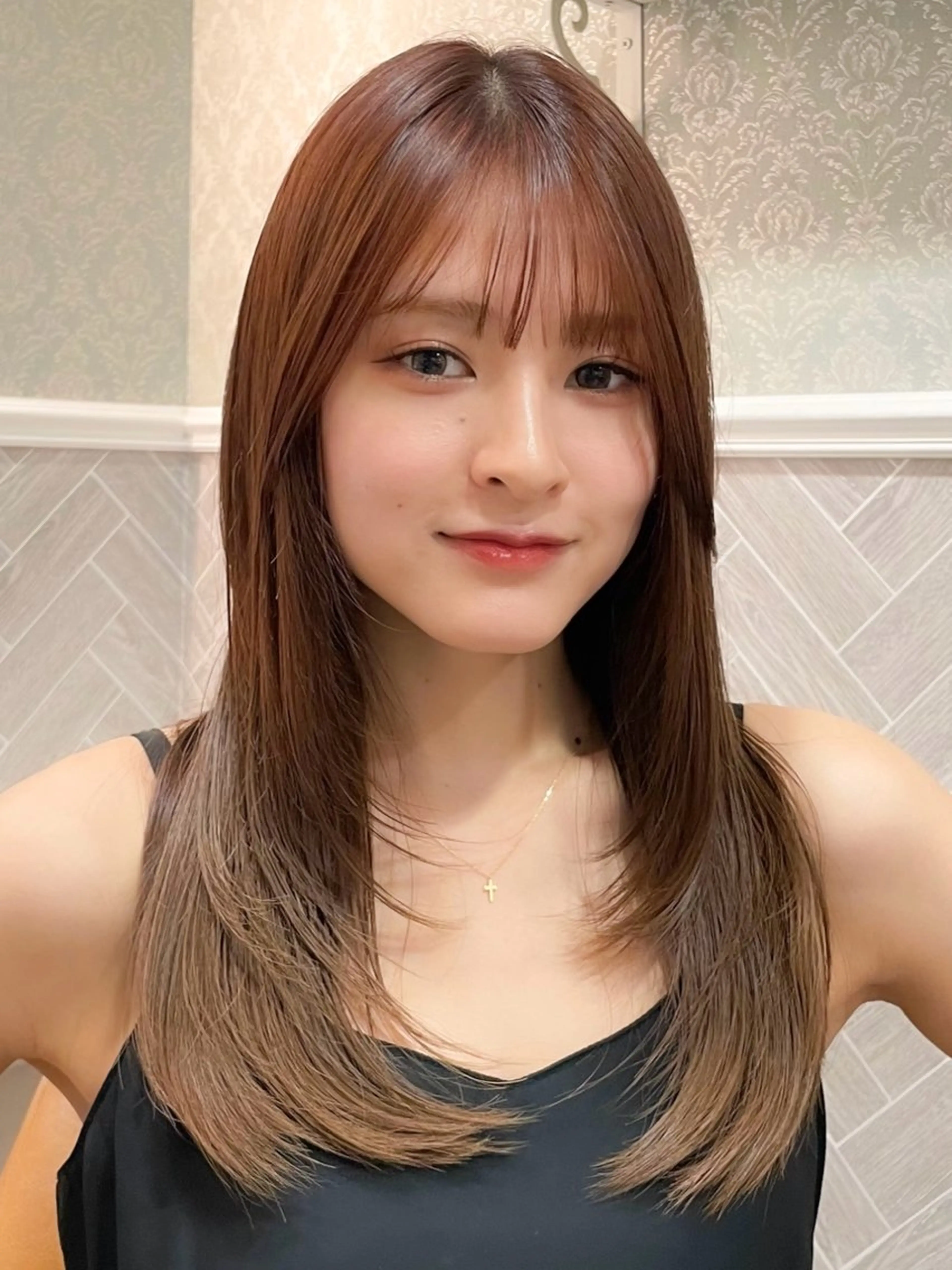 セミロング 髪質改善 韓国風ヘア レイヤーカット 縮毛矯正 美髪縮毛矯正🤍 髪質改善/Shinaのヘアスタイル