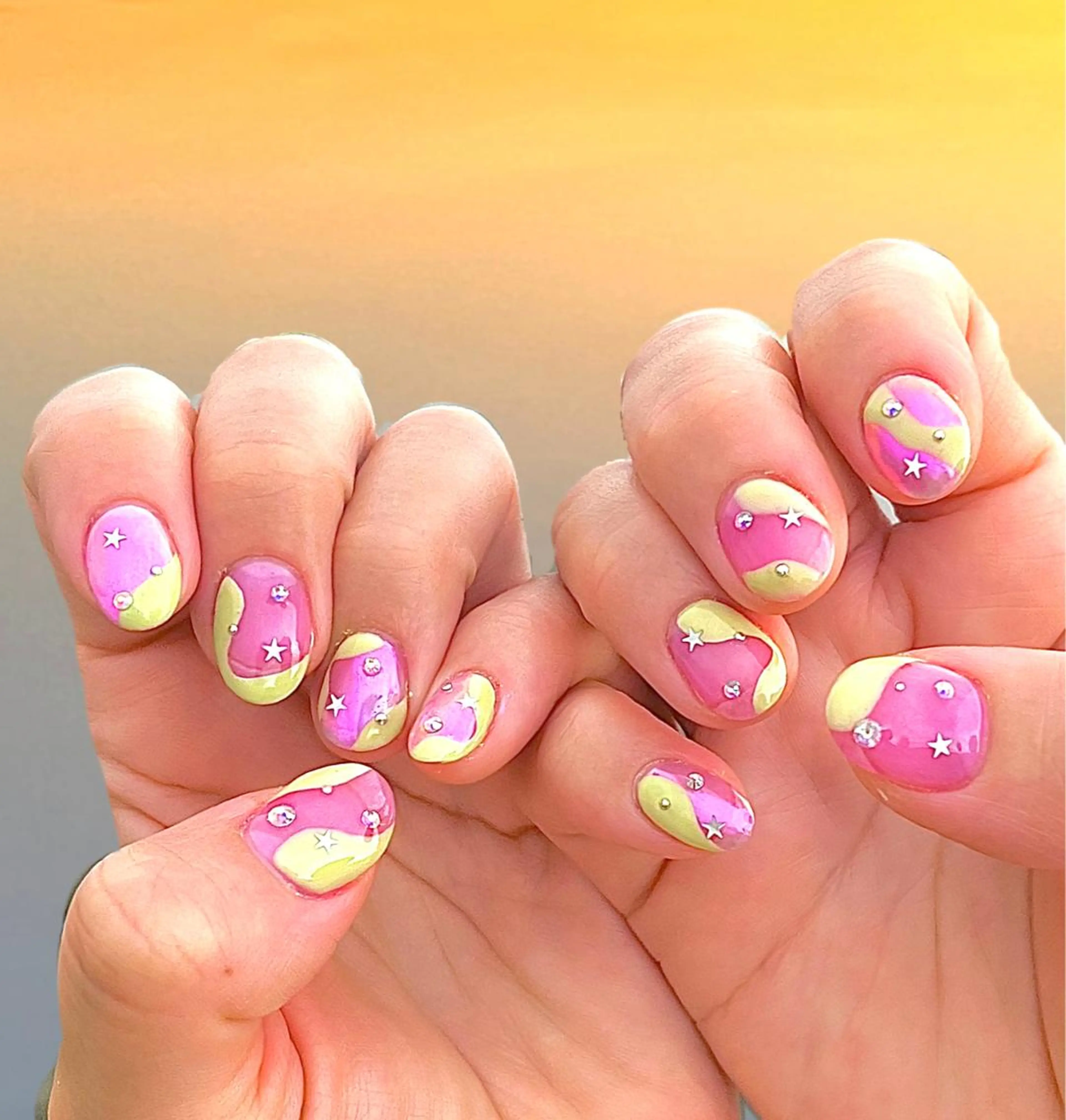 ネイル ミラーネイル ピンク ハンドネイル フットネイル Para Sol nail　Maoのネイルデザイン