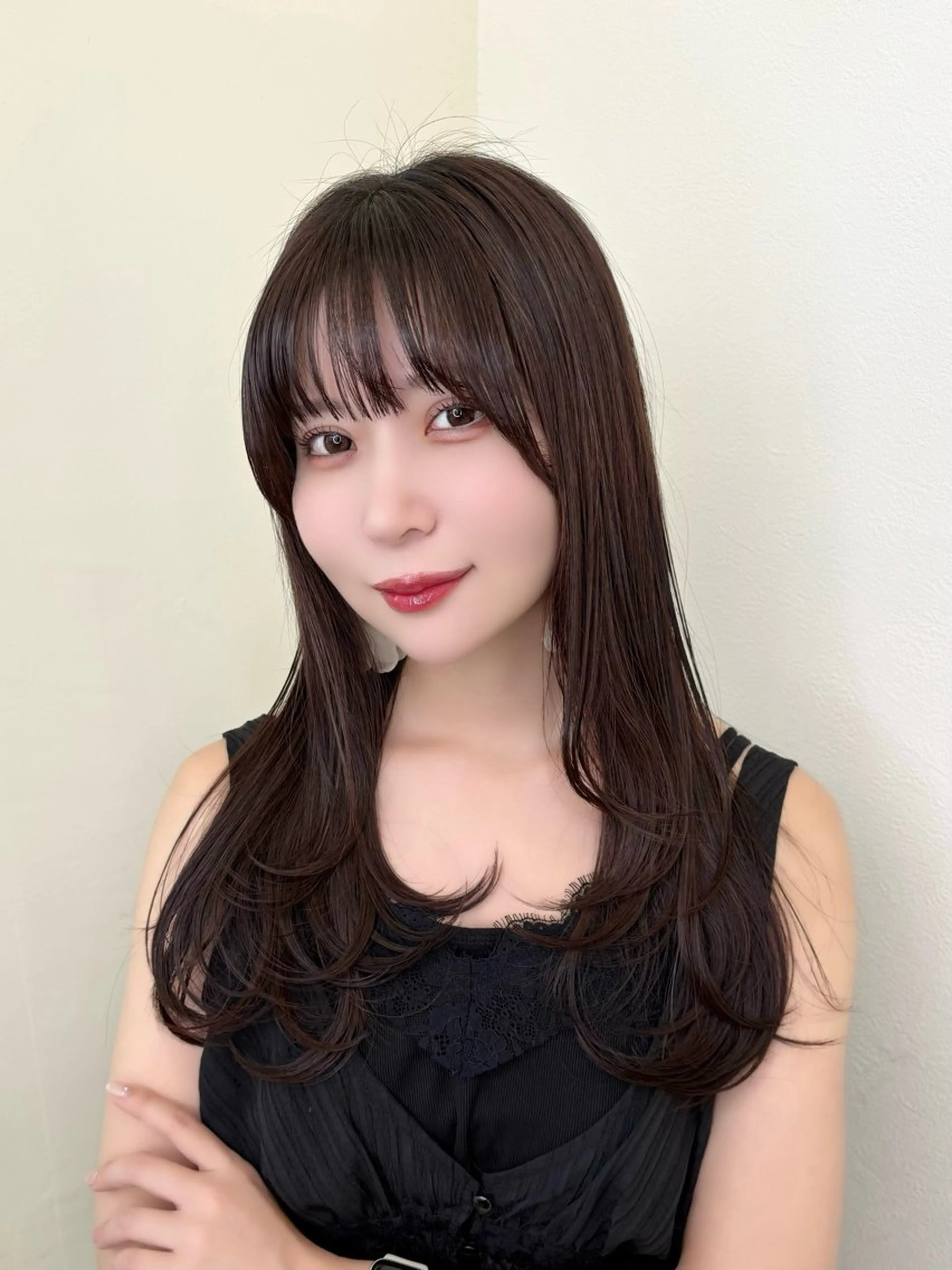 セミロング 顔まわりレイヤー 顔周りカット レイヤーカット ローレイヤー カット ヘアカラー トリートメント Ayano‪‪🎀似 合わせ×透明感🎀のヘアスタイル