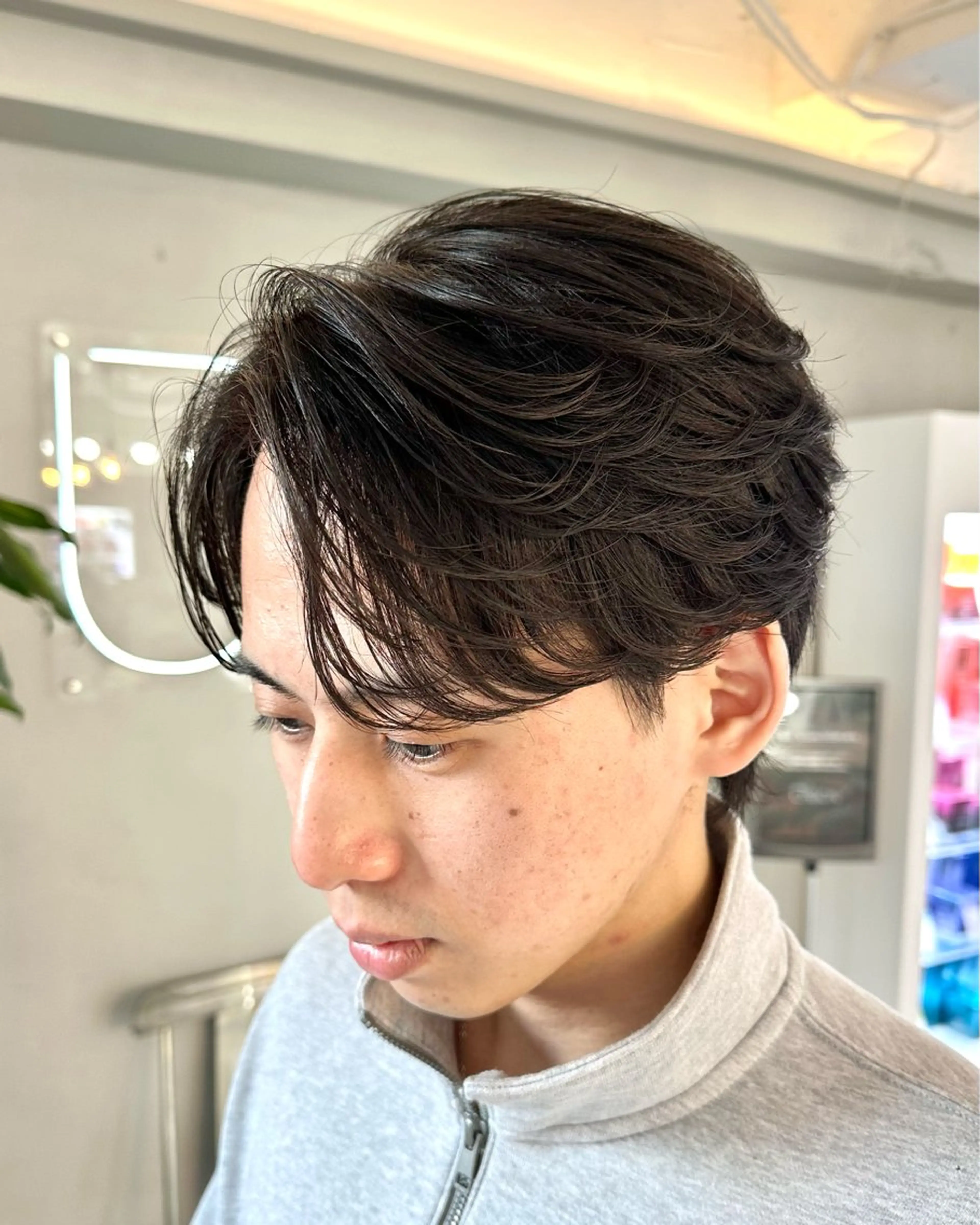 ショート パーマ メンズ センターパート メンズパーマ ニュアンスパーマ カット パーマ 渋谷/メンズ専門 美容師🍚ふみやのヘアスタイル