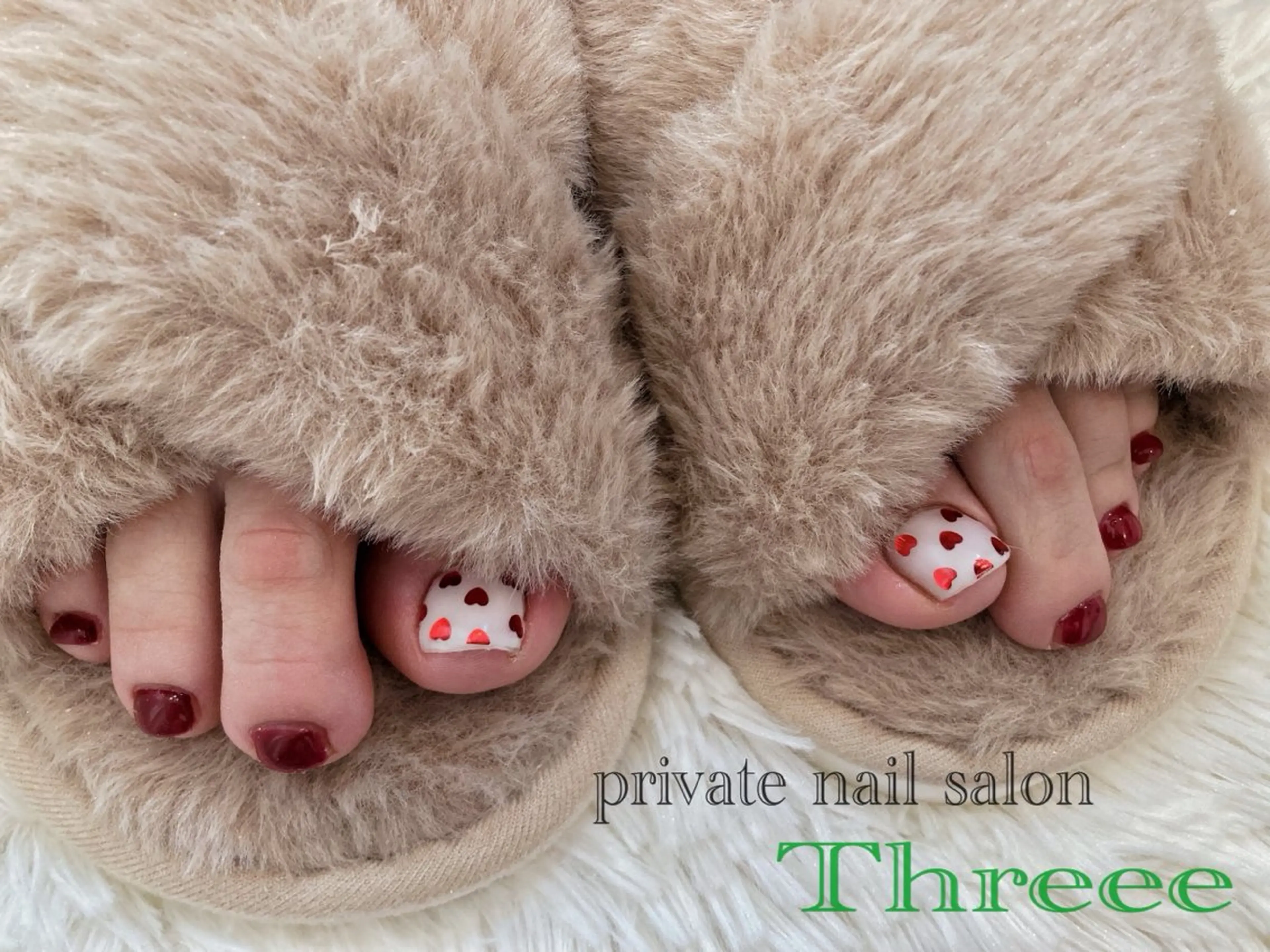 ネイル ハート フットネイル Nail salon - Threee　-のネイルデザイン
