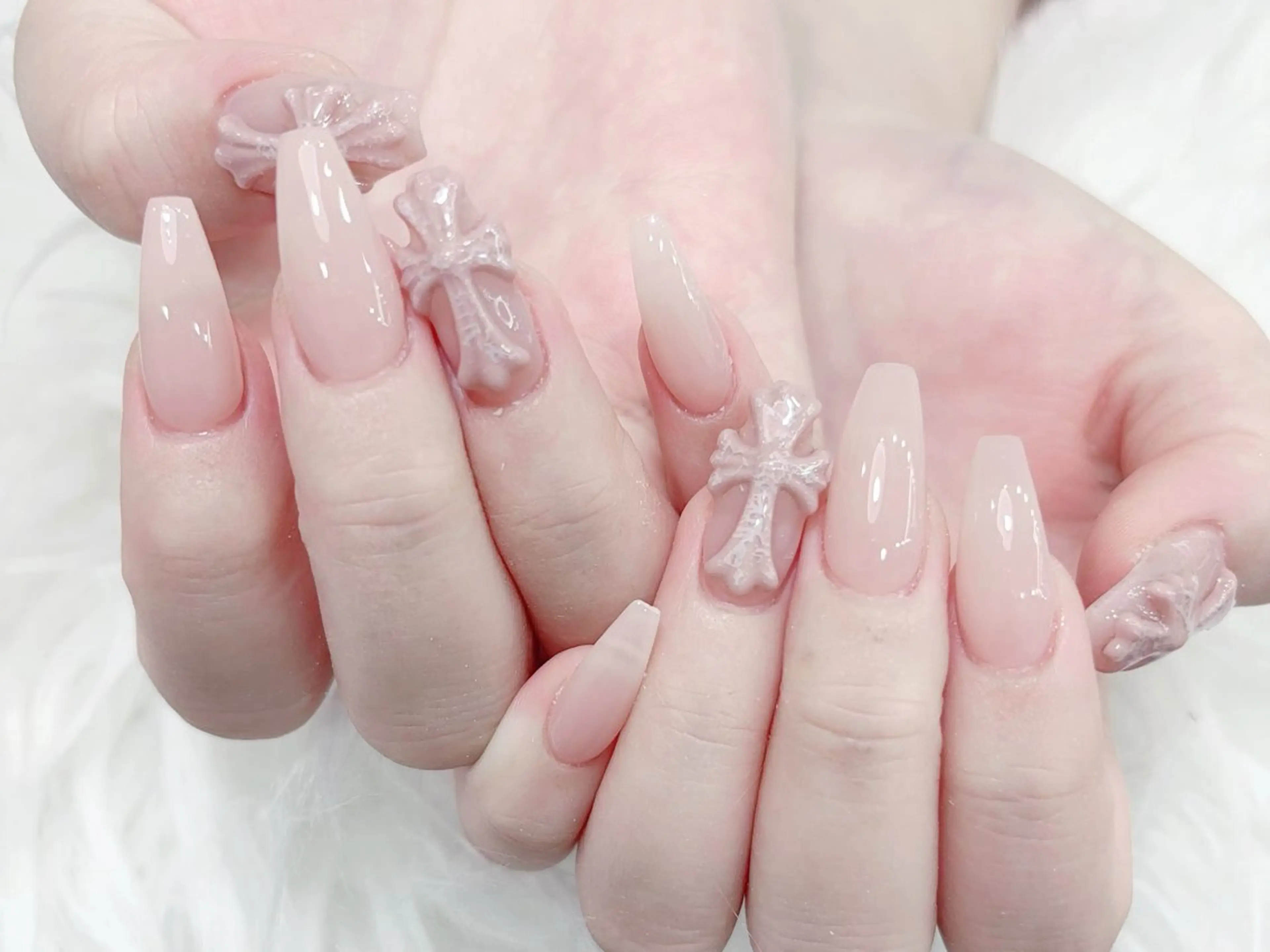 ネイル 成人式 マグネットネイル 大理石ネイル(マーブル) リボン 夏ネイル ハンドネイル MoMoA Nail ネイル長さ出し専門店のネイルデザイン