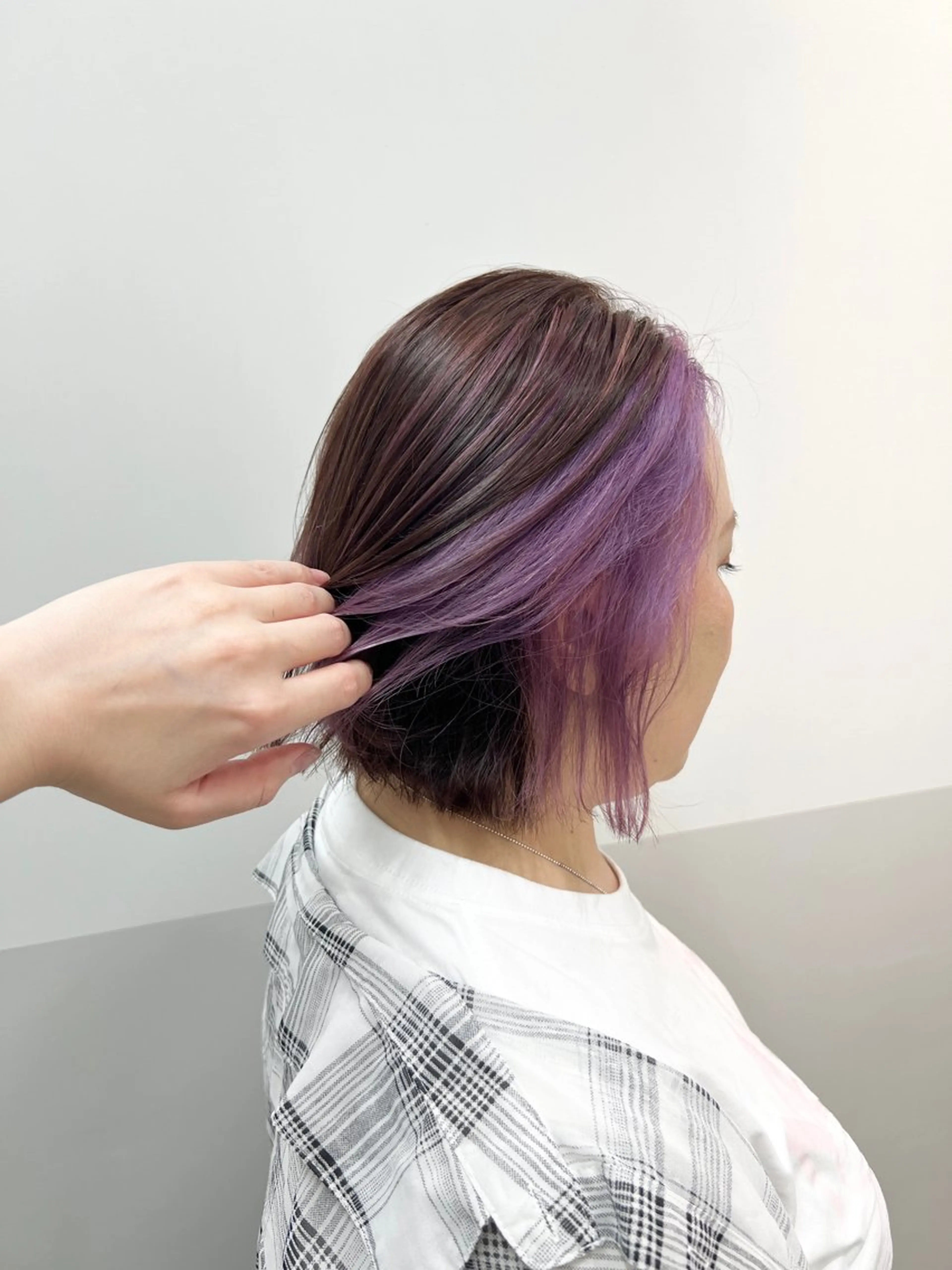 ショート カラー ヘアアレンジ ラベンダーカラー ピンクカラー ピンクラベンダー トリートメント カット ヘアカラー 似合わせレイヤー/ 美髪縮毛矯正/ミナエのヘアスタイル