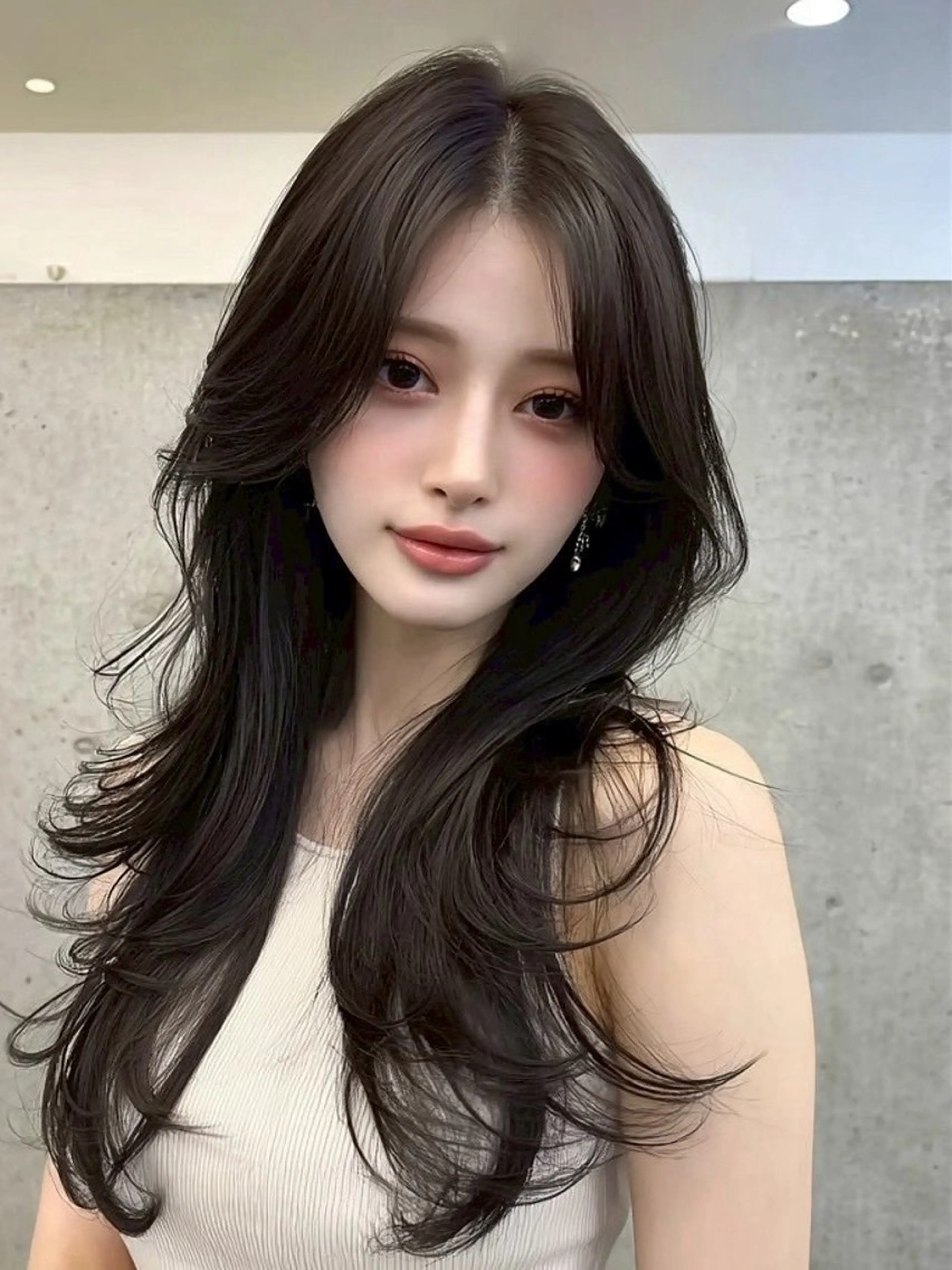 ロング カラー 髪質改善 韓国風ヘア 縮毛矯正 ヘアカラー 西 優衣奈のヘアスタイル