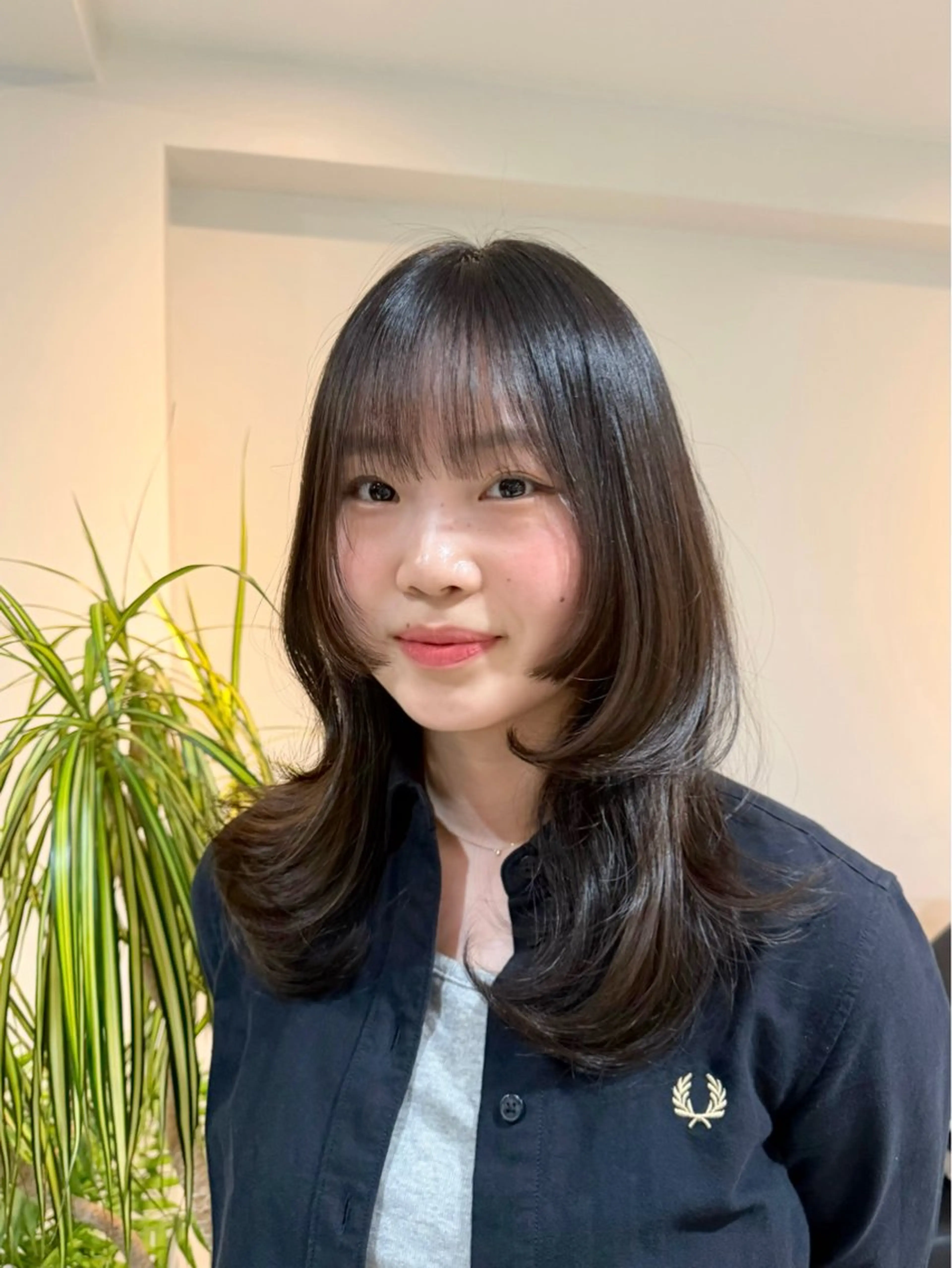 セミロング 顔周りカット 韓国風ヘア レイヤーカット カット ヘアカラー トリートメント RIN ✴︎透明感カラー✴︎のヘアスタイル