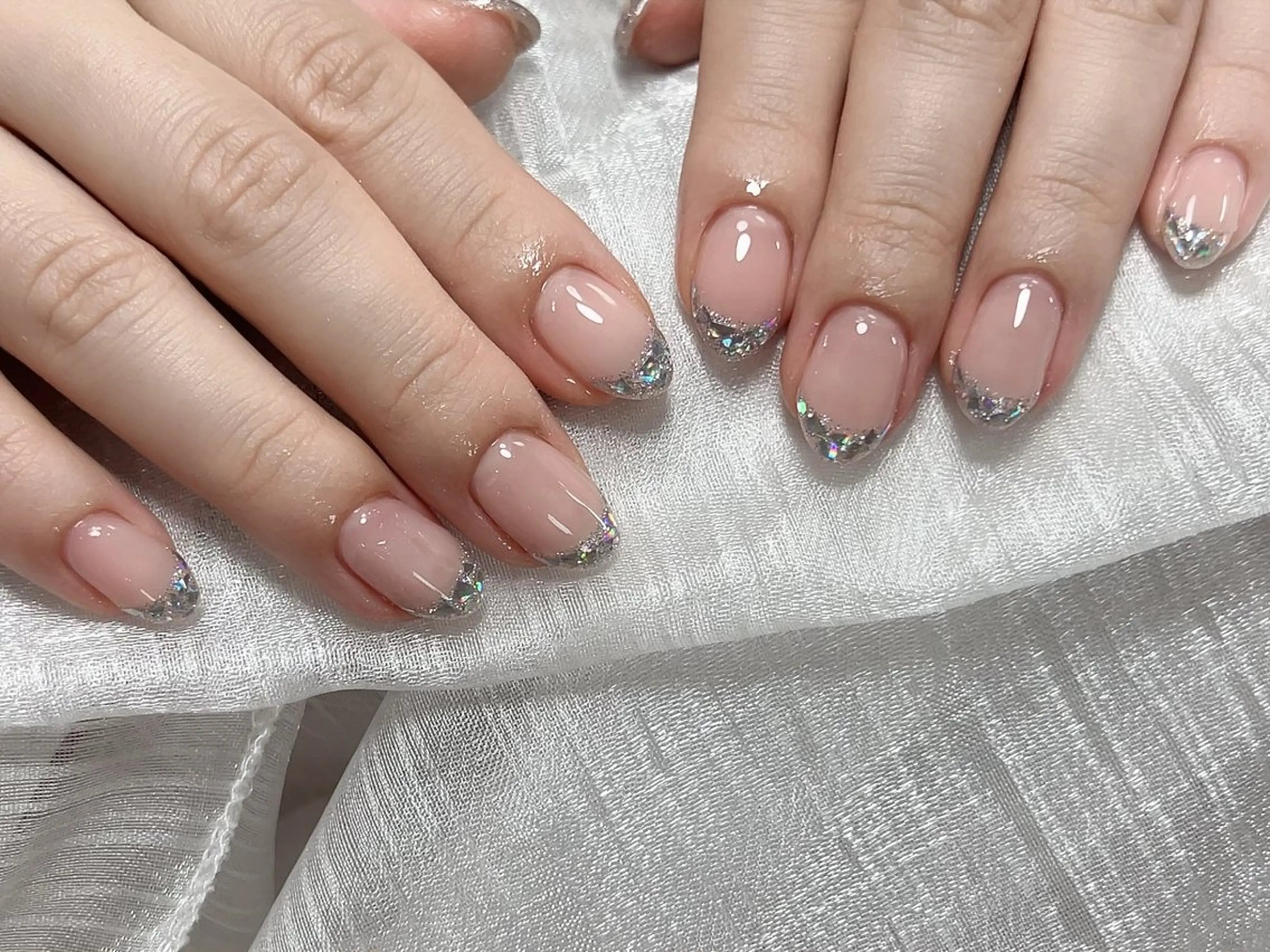 ネイル フレンチネイル ガラスフレンチ ハンドネイル Nail NaNaのネイルデザイン