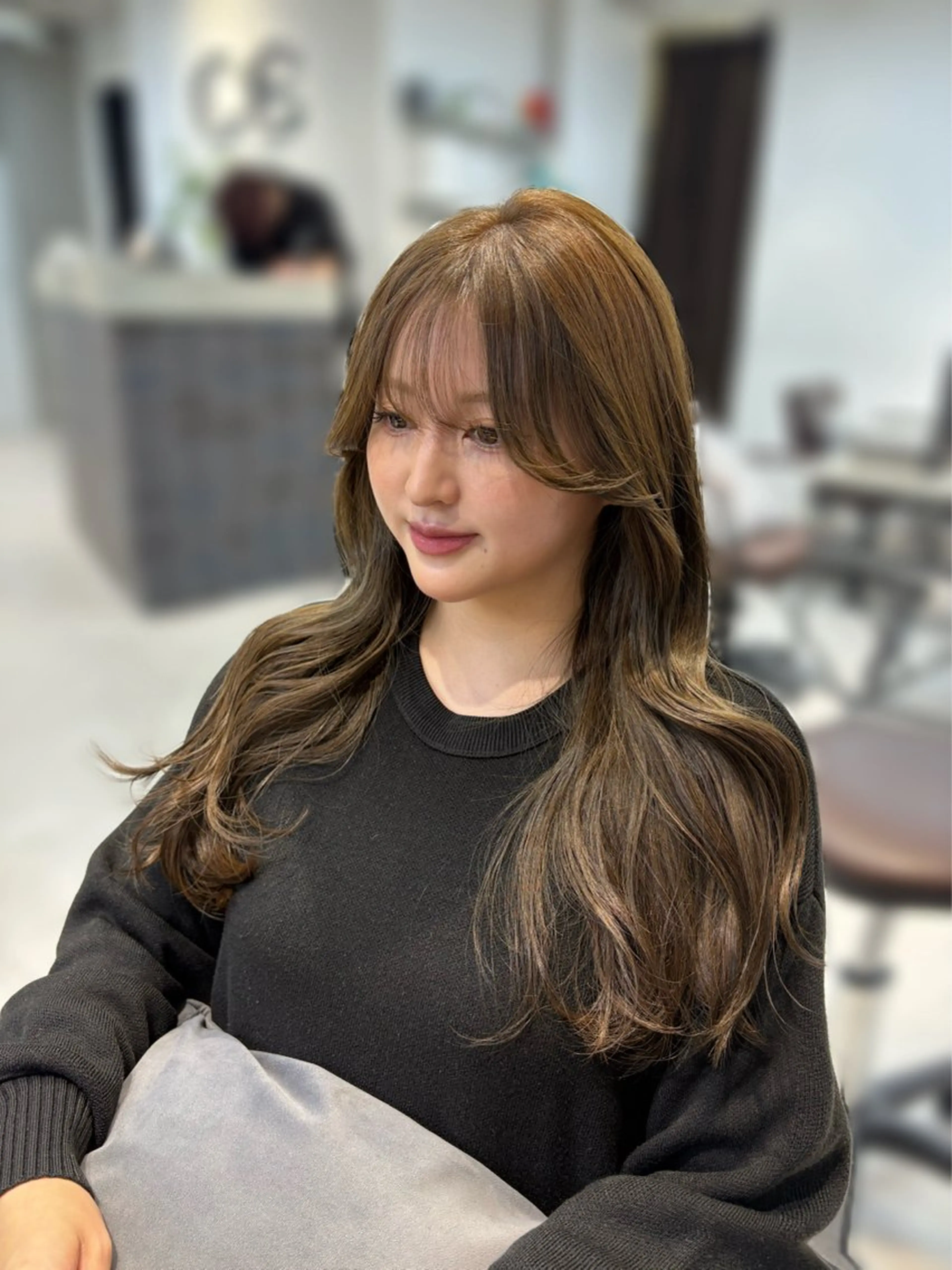 ロング カラー カット ヘアカラー ninaアイドル前髪 ×透明感🎀のヘアスタイル