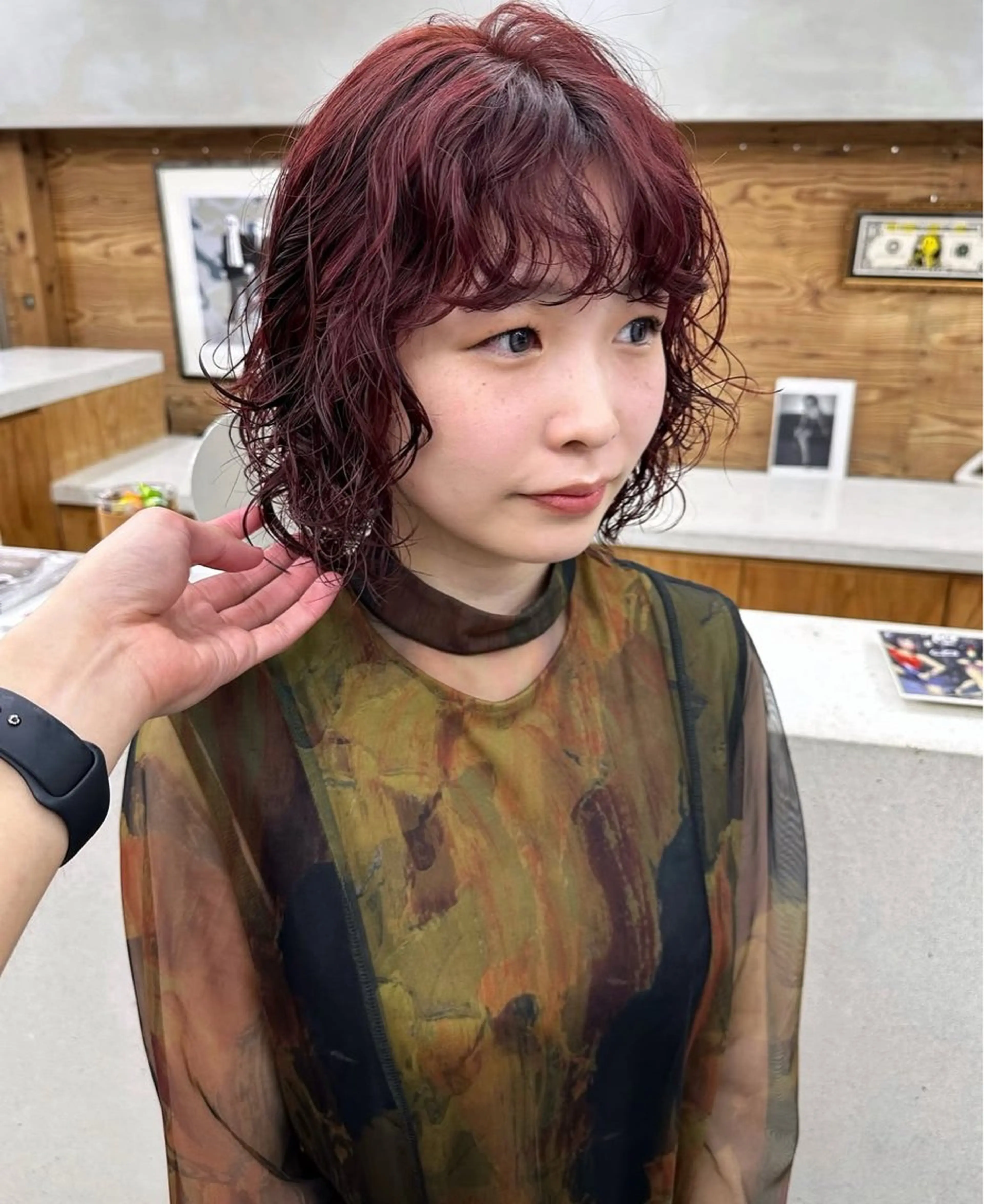 ショート カラー パーマ ボブレイヤー ピンクカラー レッドカラー バイオレットカラー ボブ カット ヘアカラー パーマ トリートメント パーマ /レイヤー 榛地渉馬 /矢場町のヘアスタイル