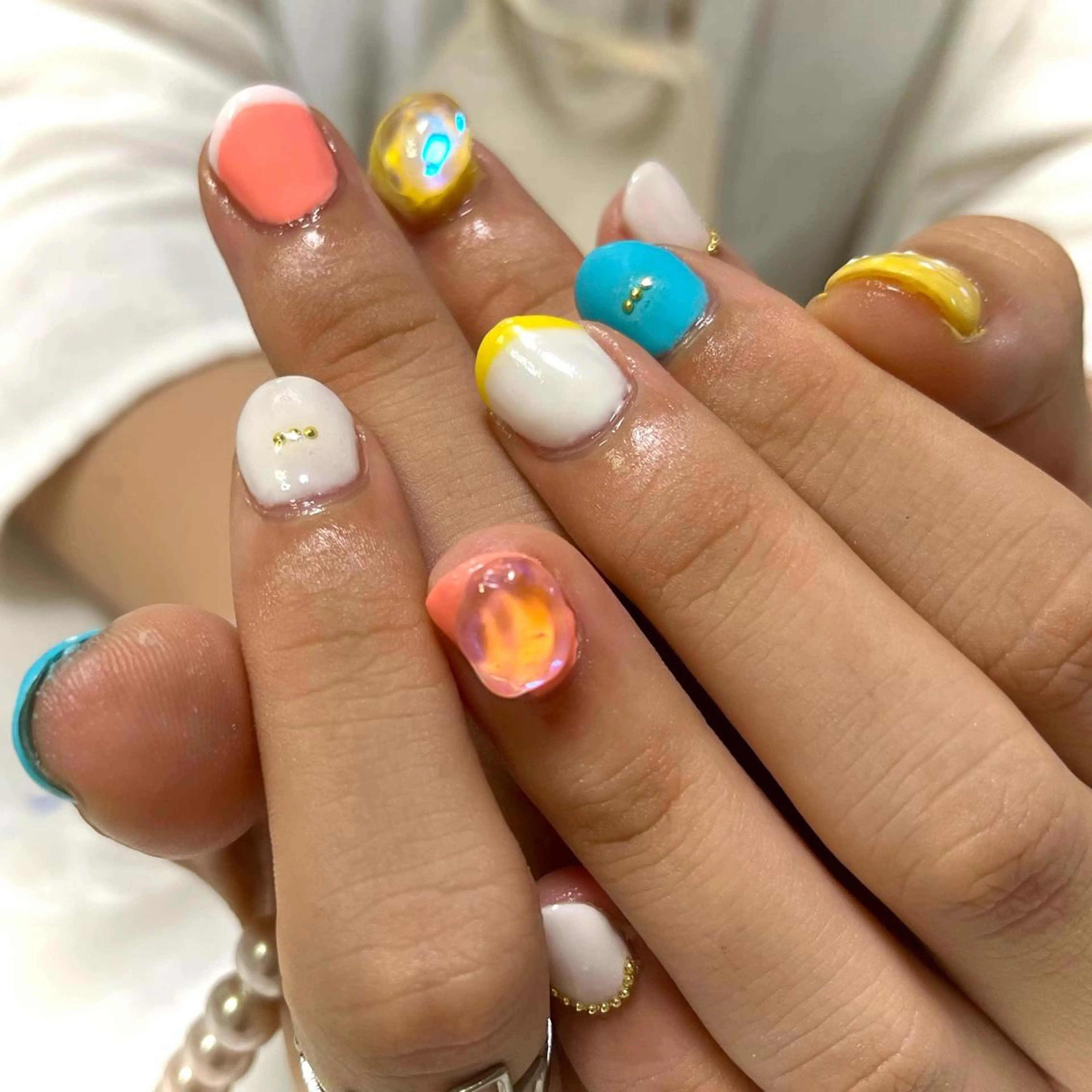 ネイル ブルー 氷ネイル・うるうるネイル キラキラネイル 韓国ネイル ビー玉ネイル 韓国ネイル💠 Tomoのネイルデザイン