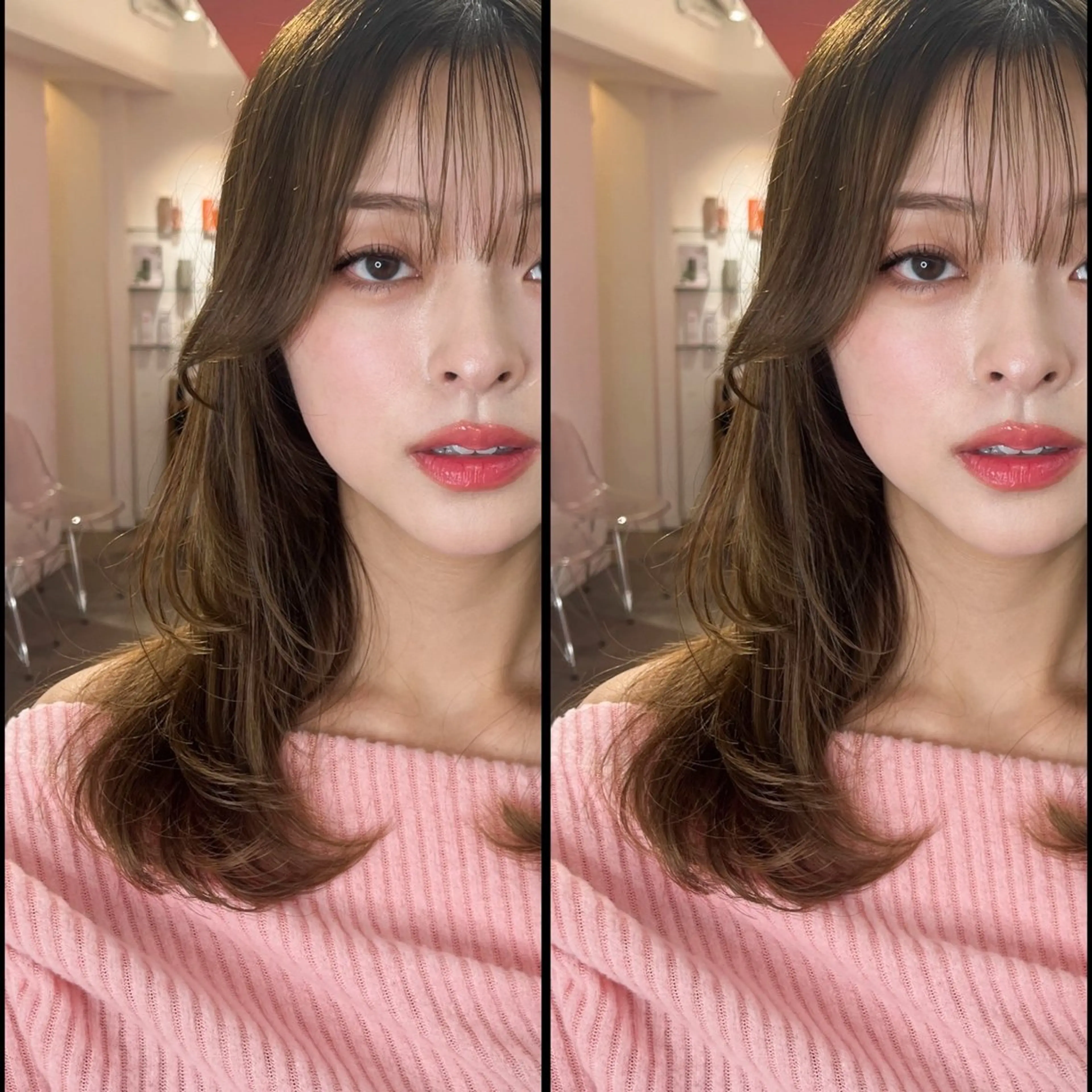 ミディアム カラー 山崎/ボブ縮毛矯正 レイヤー髪質改善のヘアスタイル