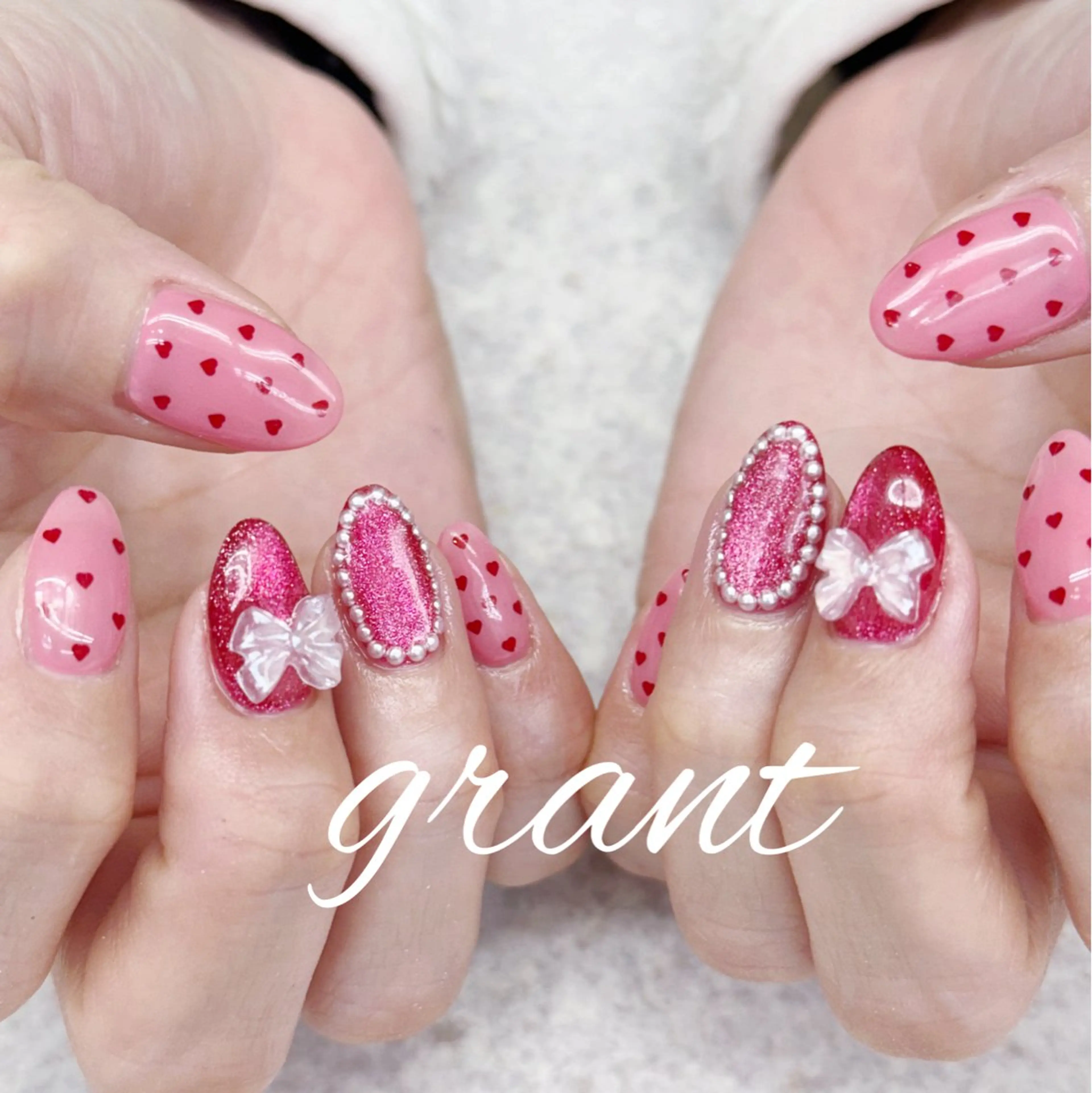 ネイル ハート マグネットネイル ハンドネイル nailsalon grantのネイルデザイン
