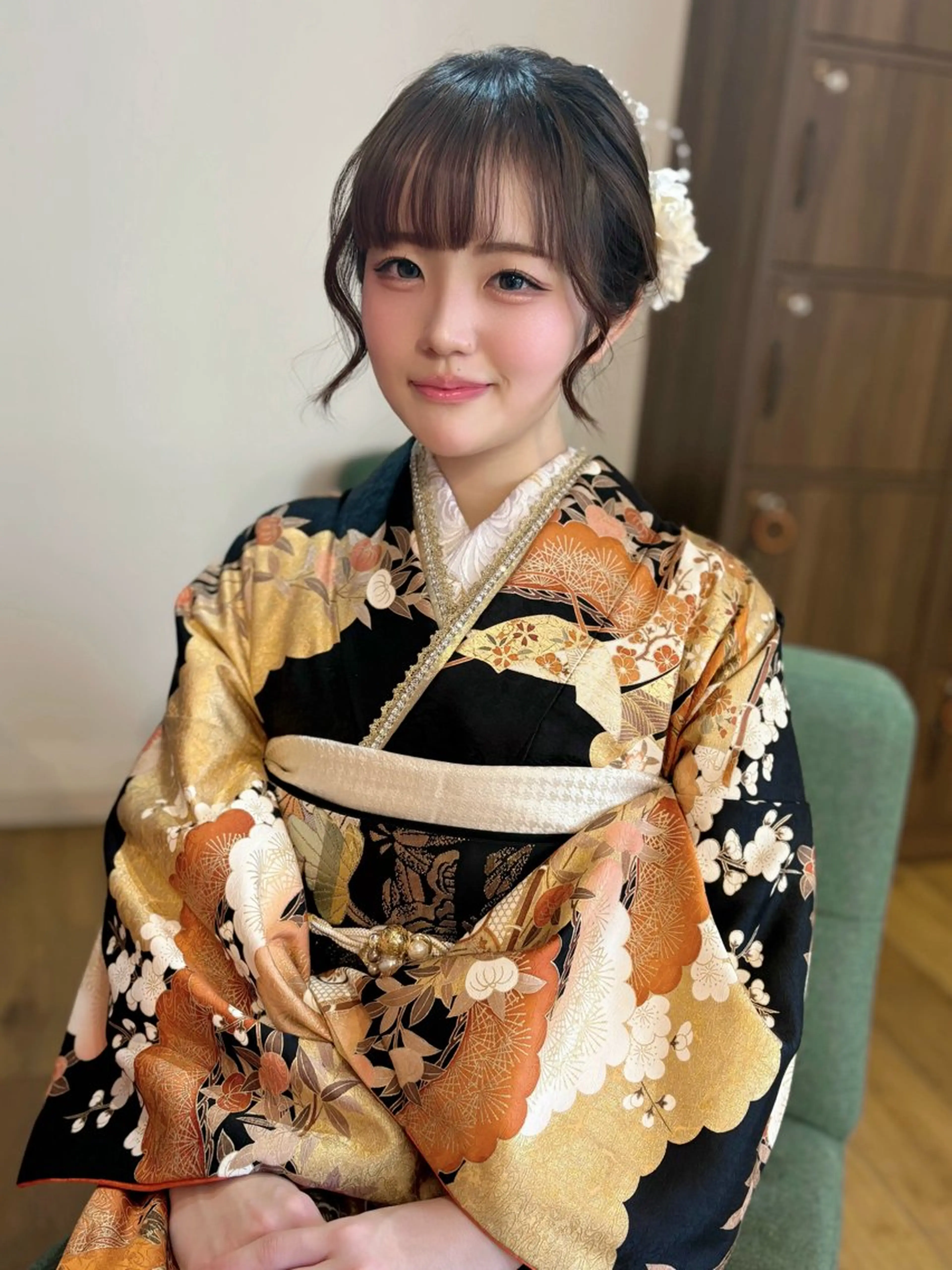 セミロング ヘアアレンジ ハーフアップ 結婚式・ブライダル デート 𝘈𝘐𝘙𝘐♡ レイヤーカットのヘアスタイル