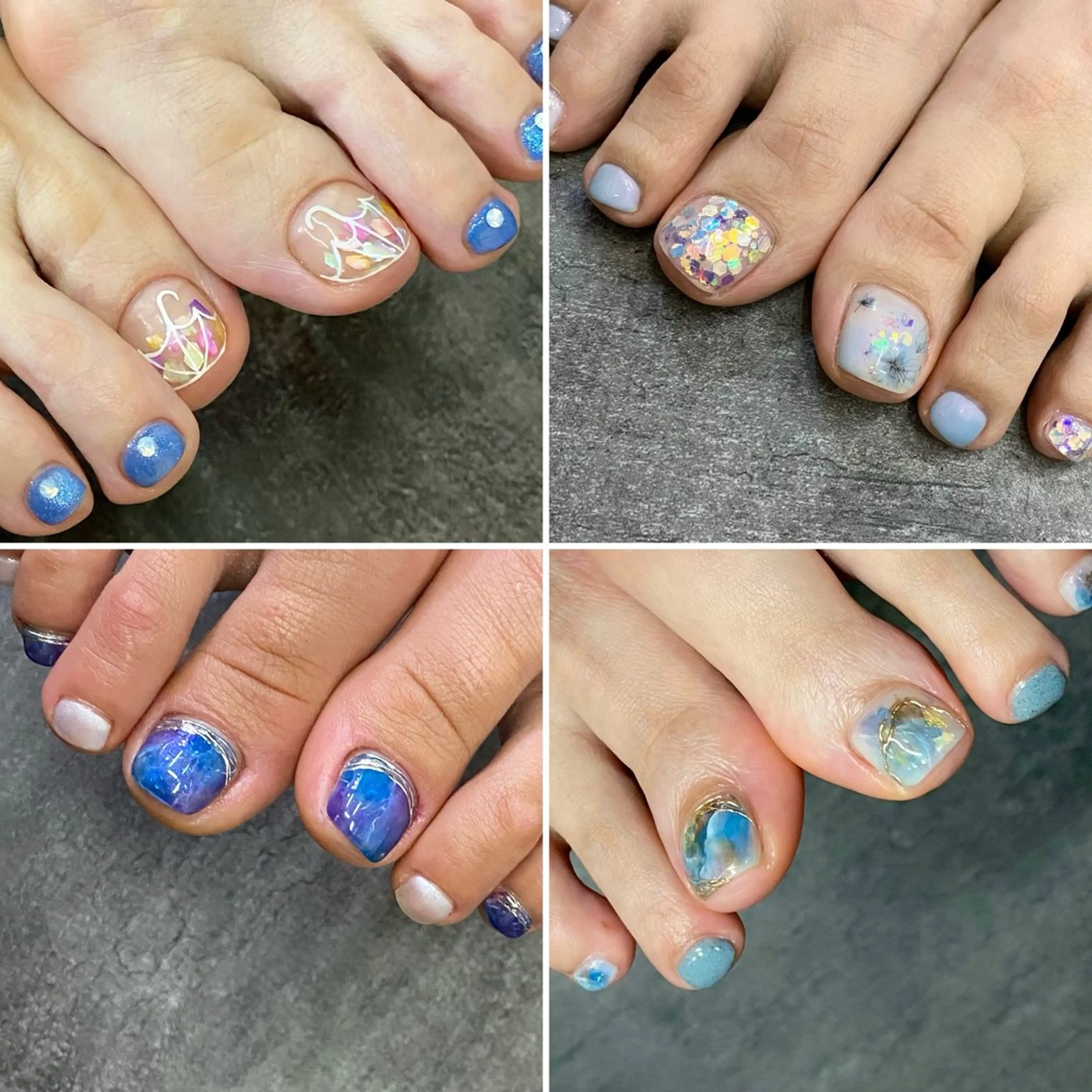 ネイル ブルー フットネイル 舞鶴 奈々美のネイルデザイン