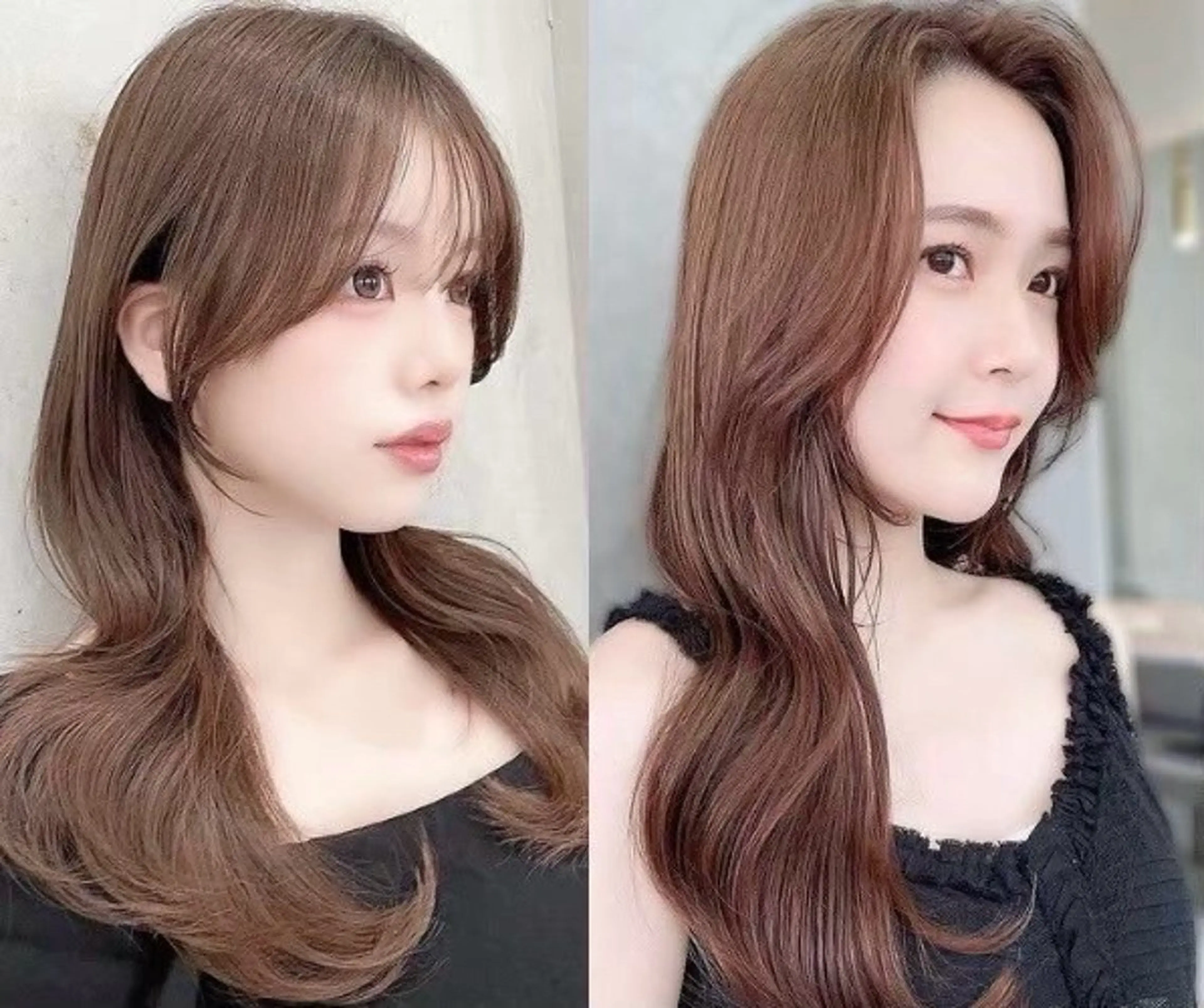 ロング カット ヘアカラー トリートメント 髪質改善|透明 感カラー🩵レイヤーのヘアスタイル