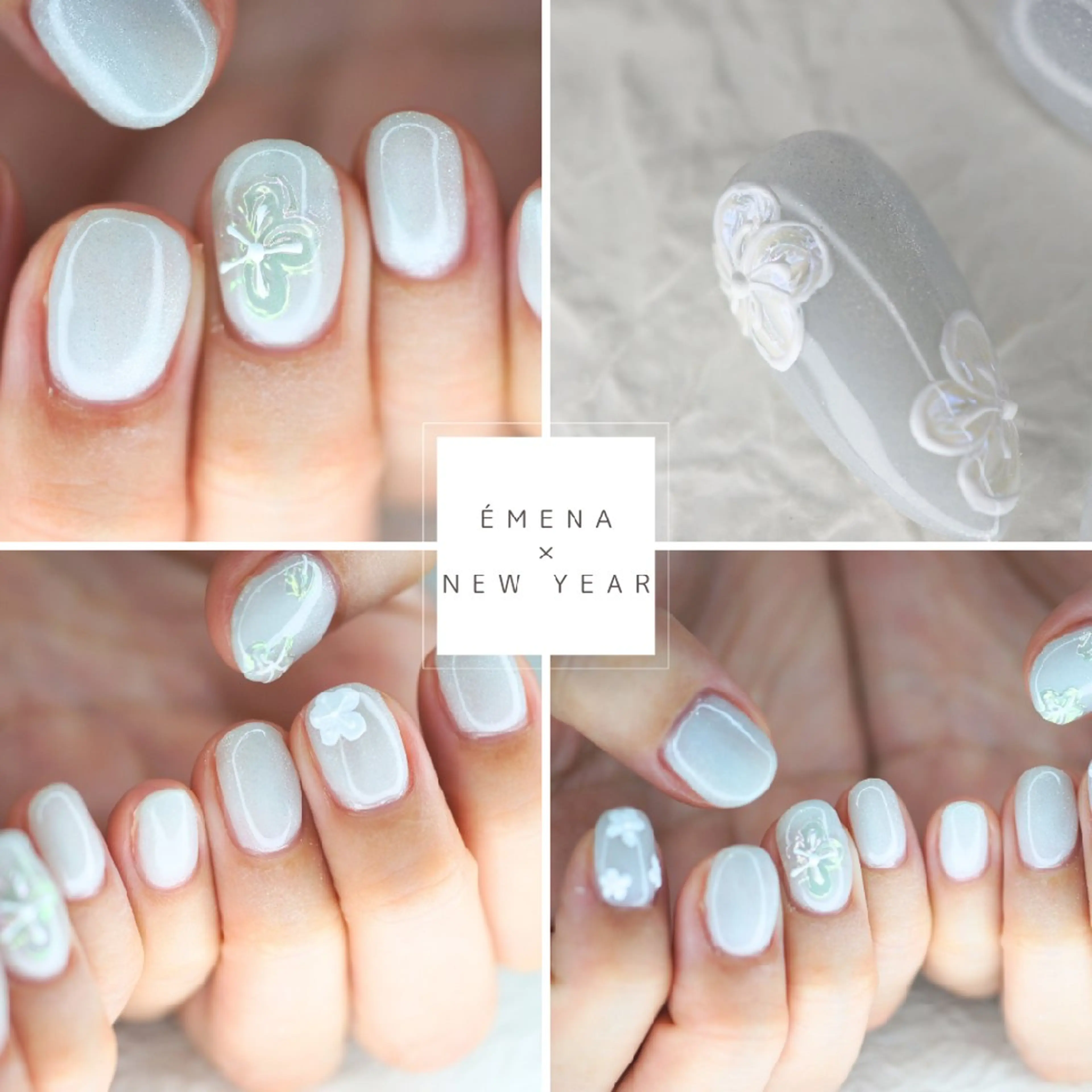 ネイル ブルー マグネットネイル オフィスネイル シンプルネイル ホワイト ハンドネイル nails muu まゆのネイルデザイン