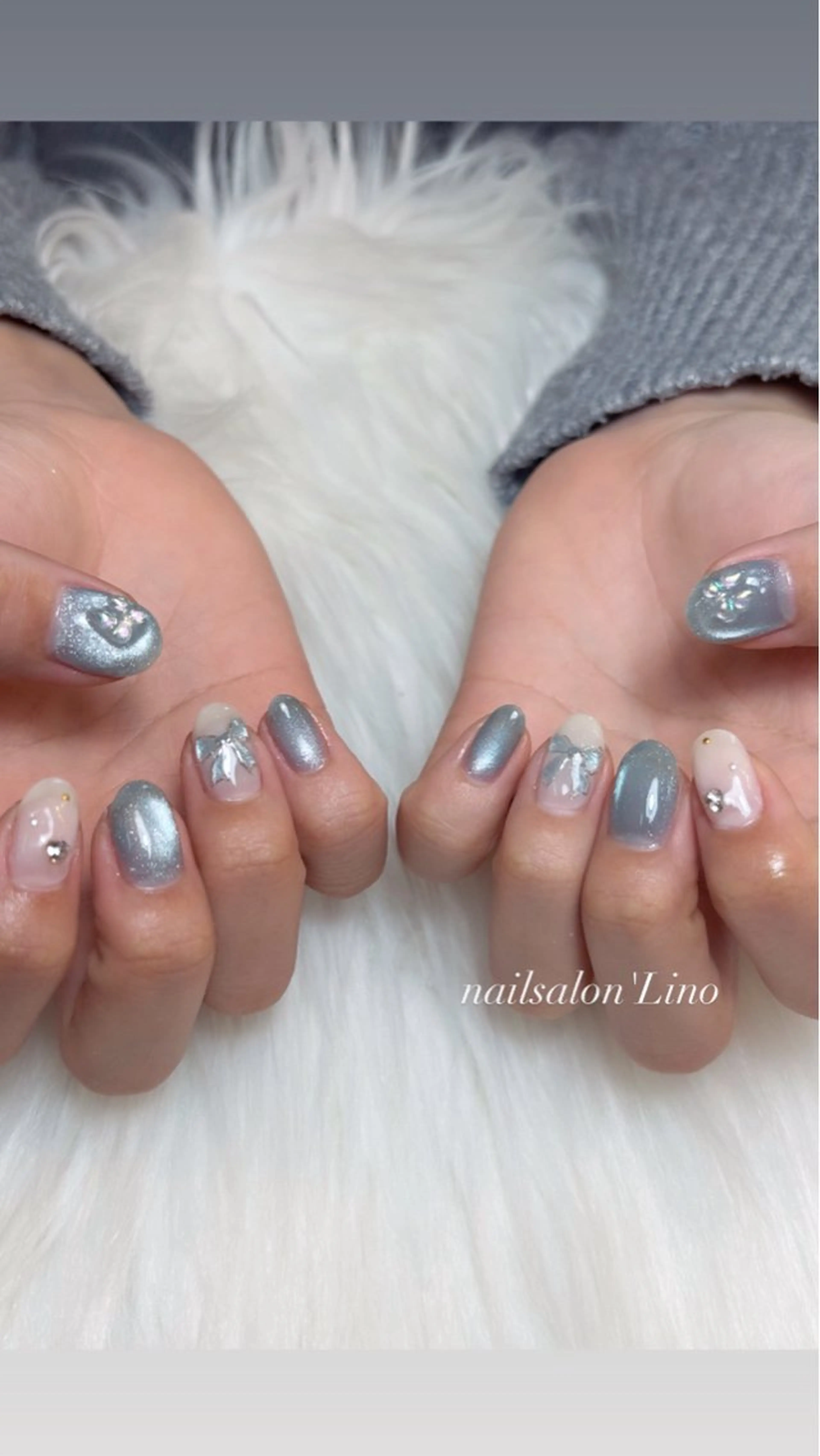 ネイル ブルー ハンドネイル Lino𓂃⟡.· Chizuruのネイルデザイン