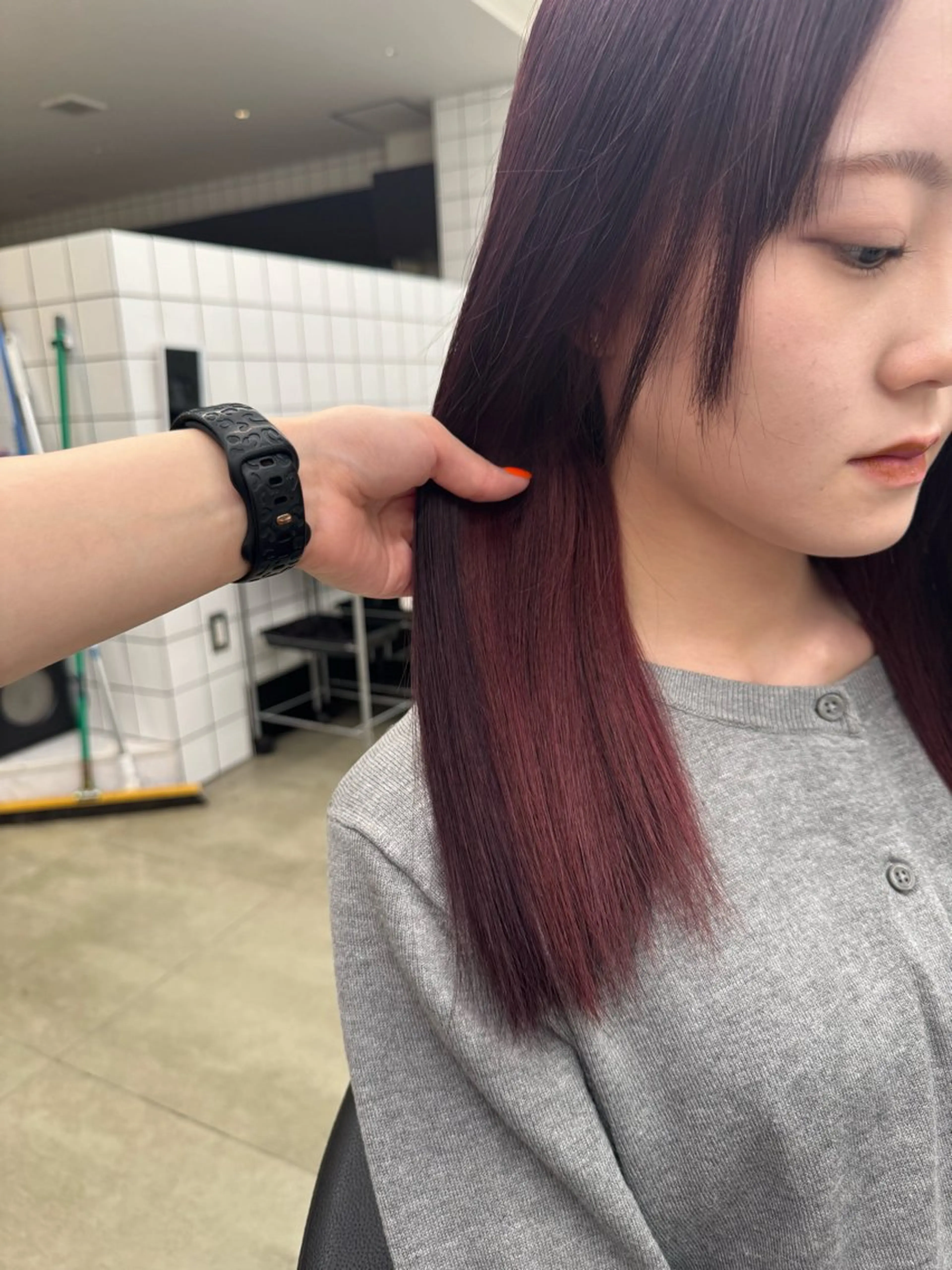 セミロング カラー パーマ ヘアアレンジ メンズ キッズ 韓国系🇰🇷🩶 艶暗髪/MEIのヘアスタイル