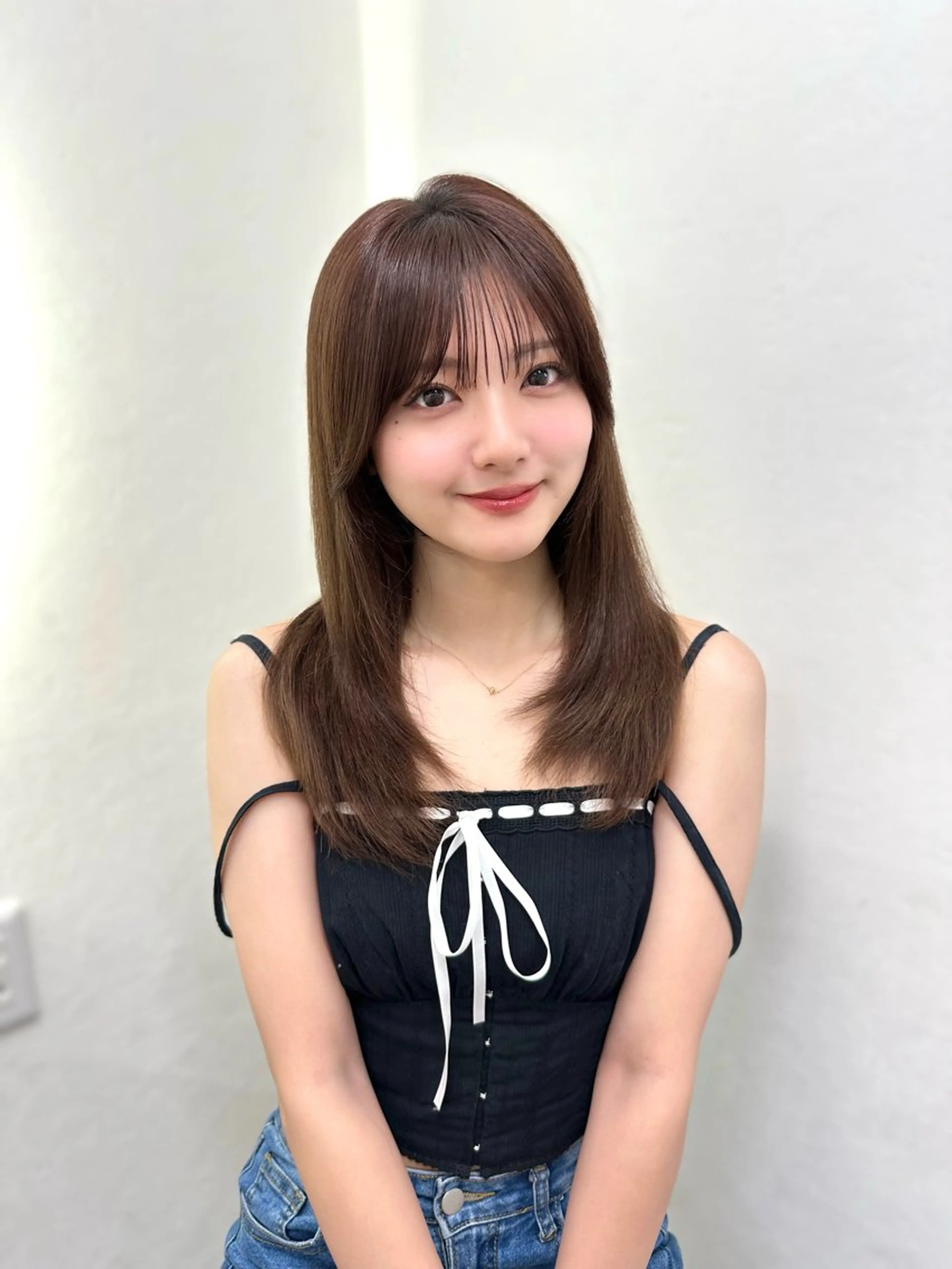 セミロング カラー レイヤーカット 盛れる顔周り /透明感/かりん🎀のヘアスタイル