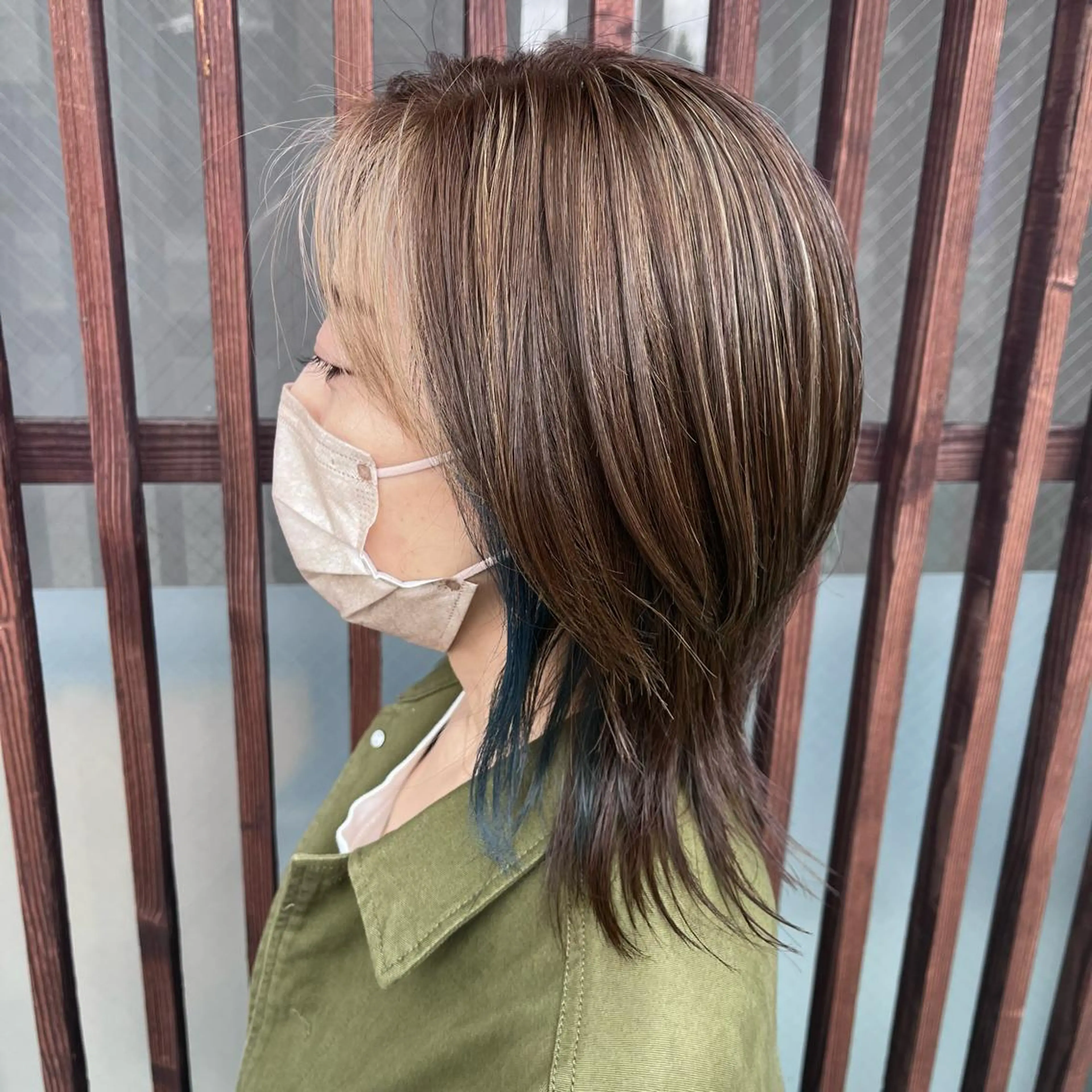 ミディアム 顔周りカット ハイライト カット ヘアカラー トリートメント Glanz hair 坂牛匠のヘアスタイル